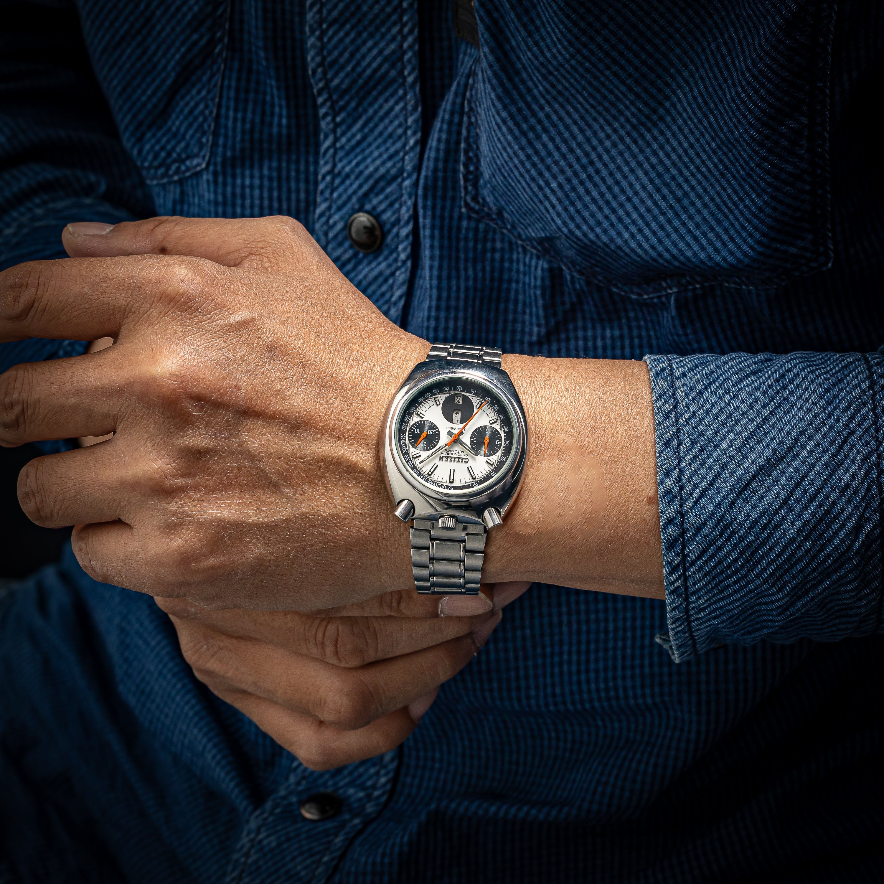 シチズン ツノクロノ チャレンジタイマー 1980年製 自動巻きクロノグラフ 純正ブレス