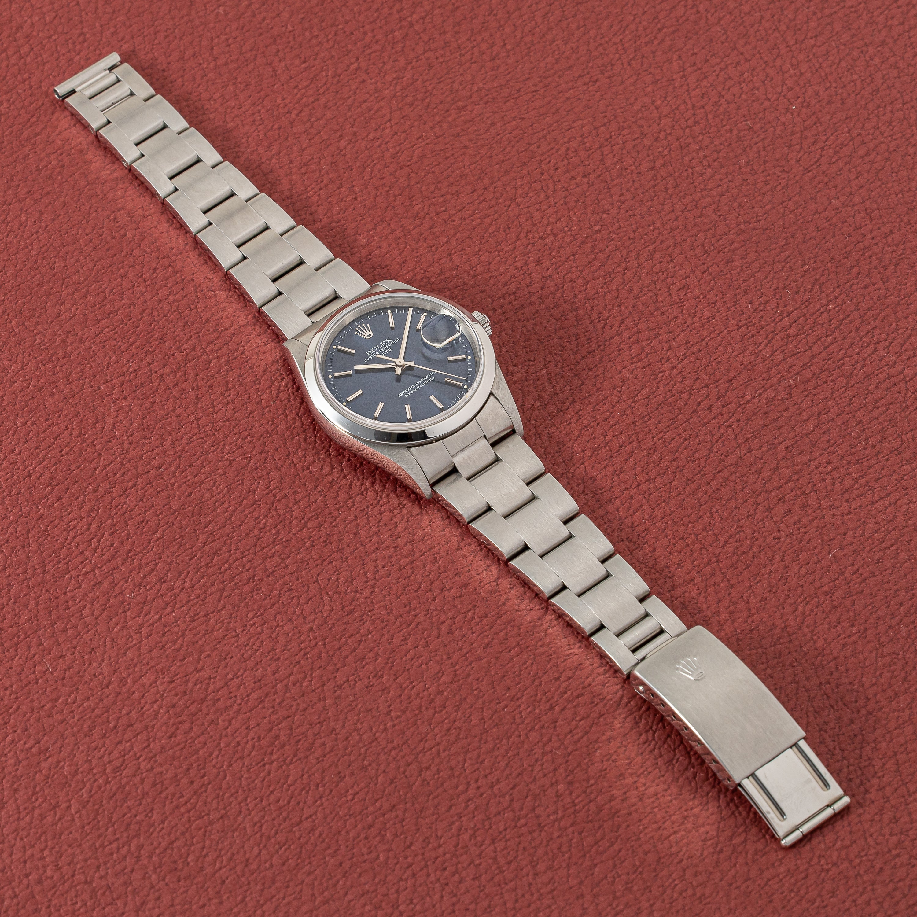 ロレックス オイスターパーペチュアルデイト 1997年製 Ref.15200 ブルーダイヤル 箱、クロス、冊子付き