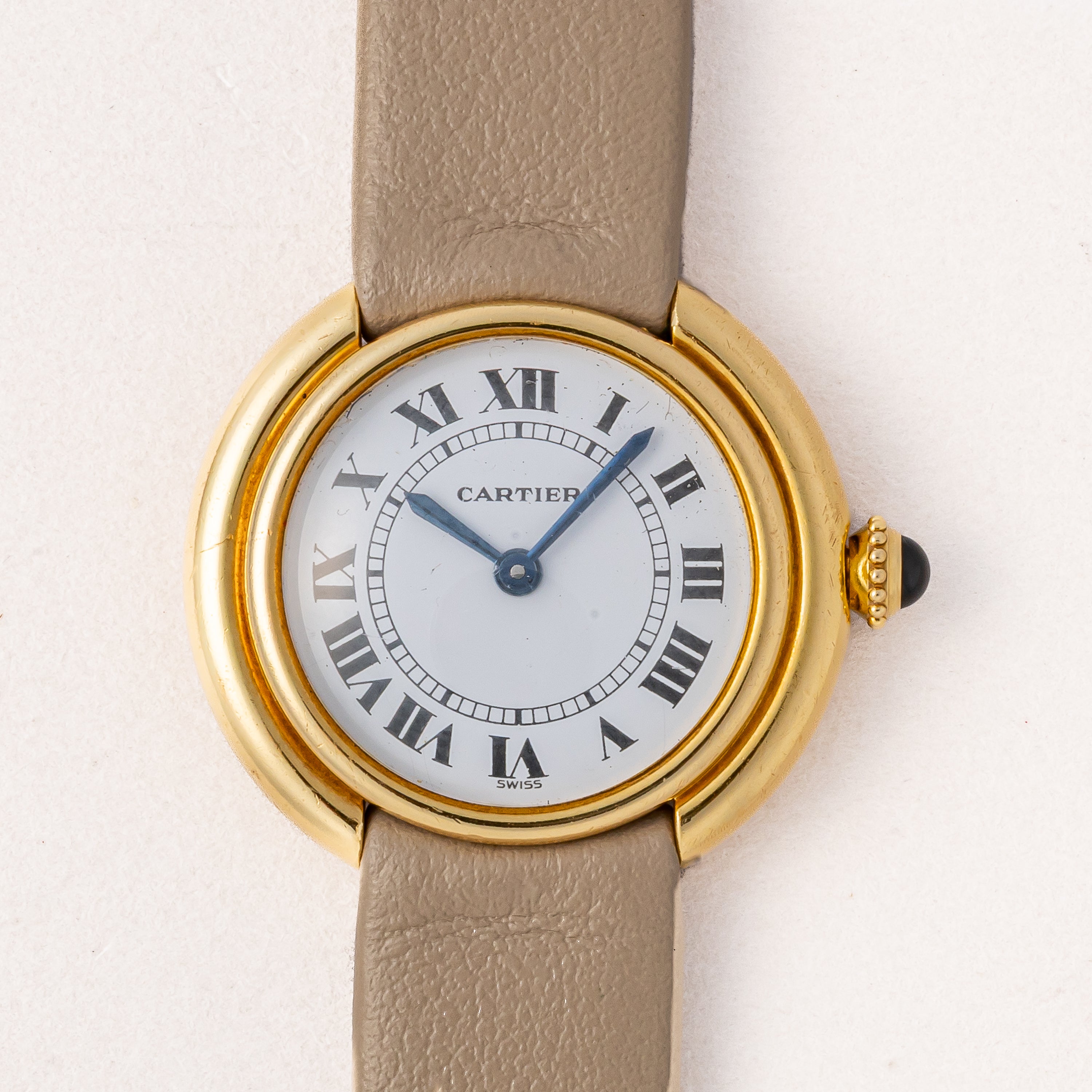 カルティエ 18金無垢 ヴァンドーム エリプス SMサイズ 手巻き 1980年代製 純正GF尾錠付き