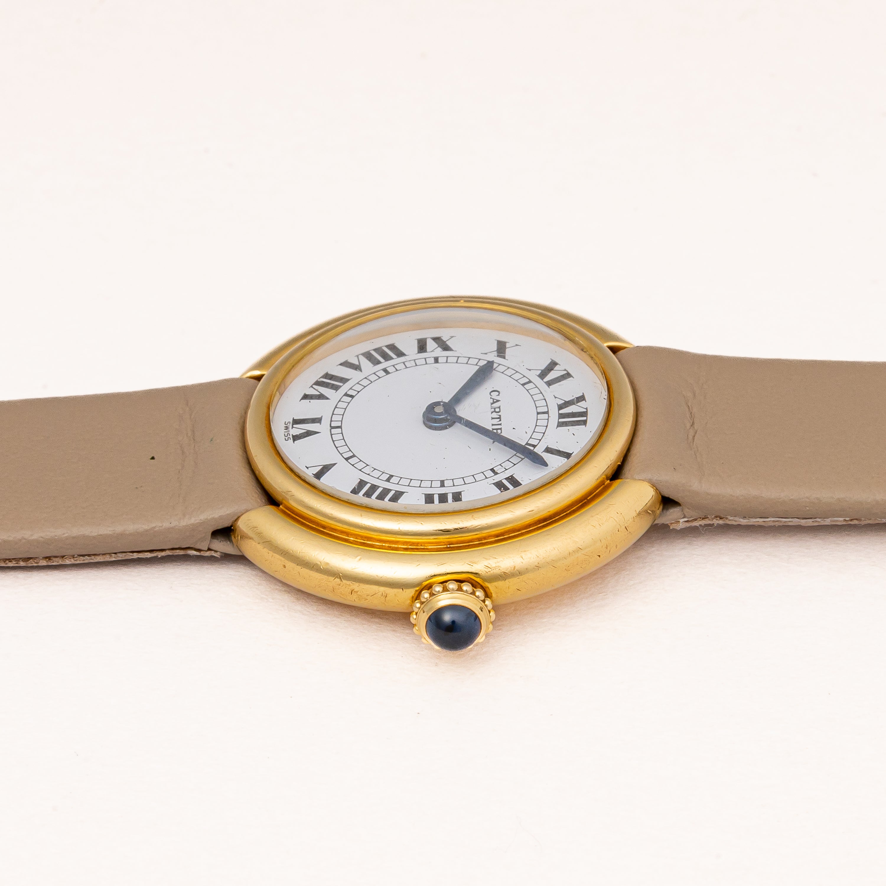 カルティエ 18金無垢 ヴァンドーム エリプス SMサイズ 手巻き 1980年代製 純正GF尾錠付き