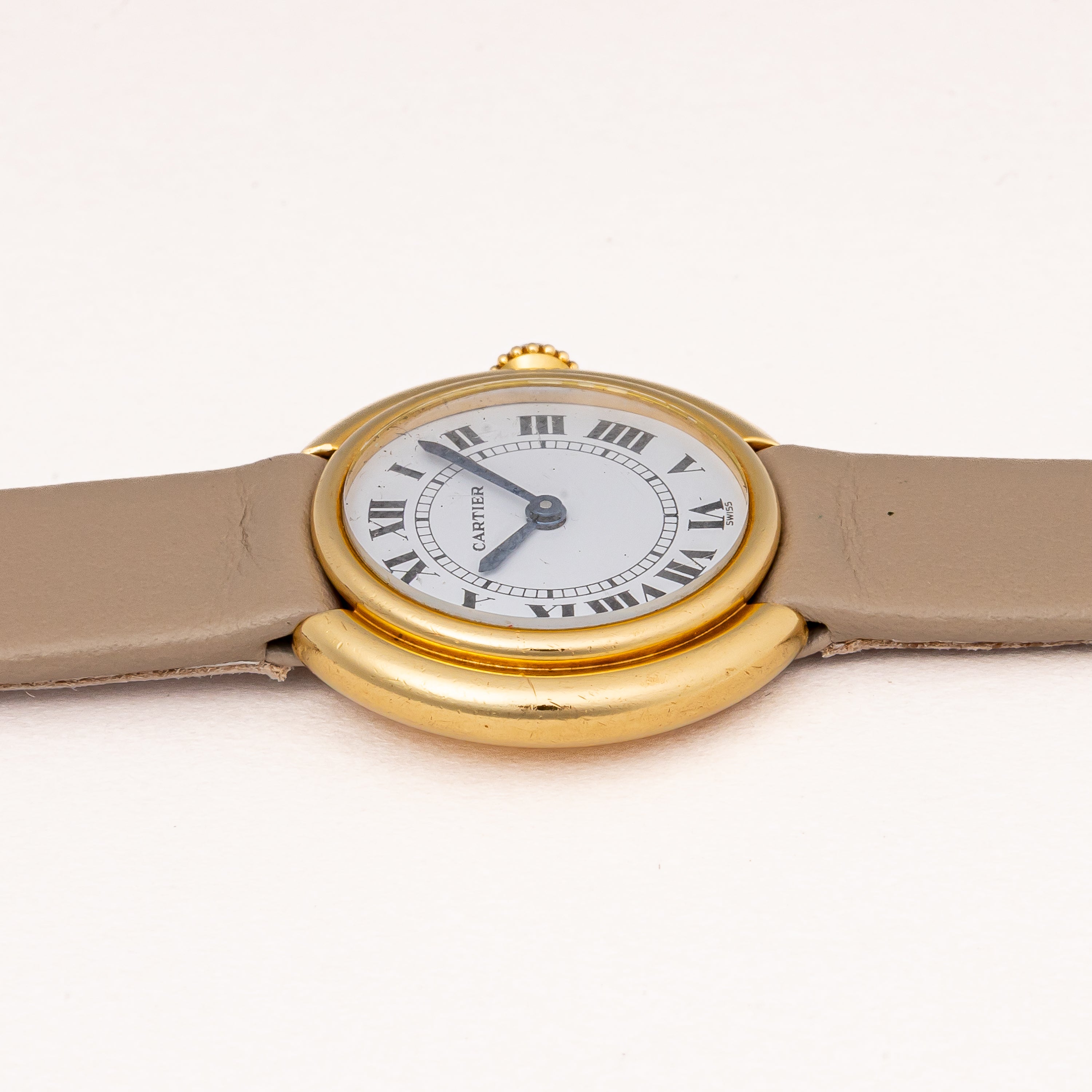 カルティエ 18金無垢 ヴァンドーム エリプス SMサイズ 手巻き 1980年代製 純正GF尾錠付き