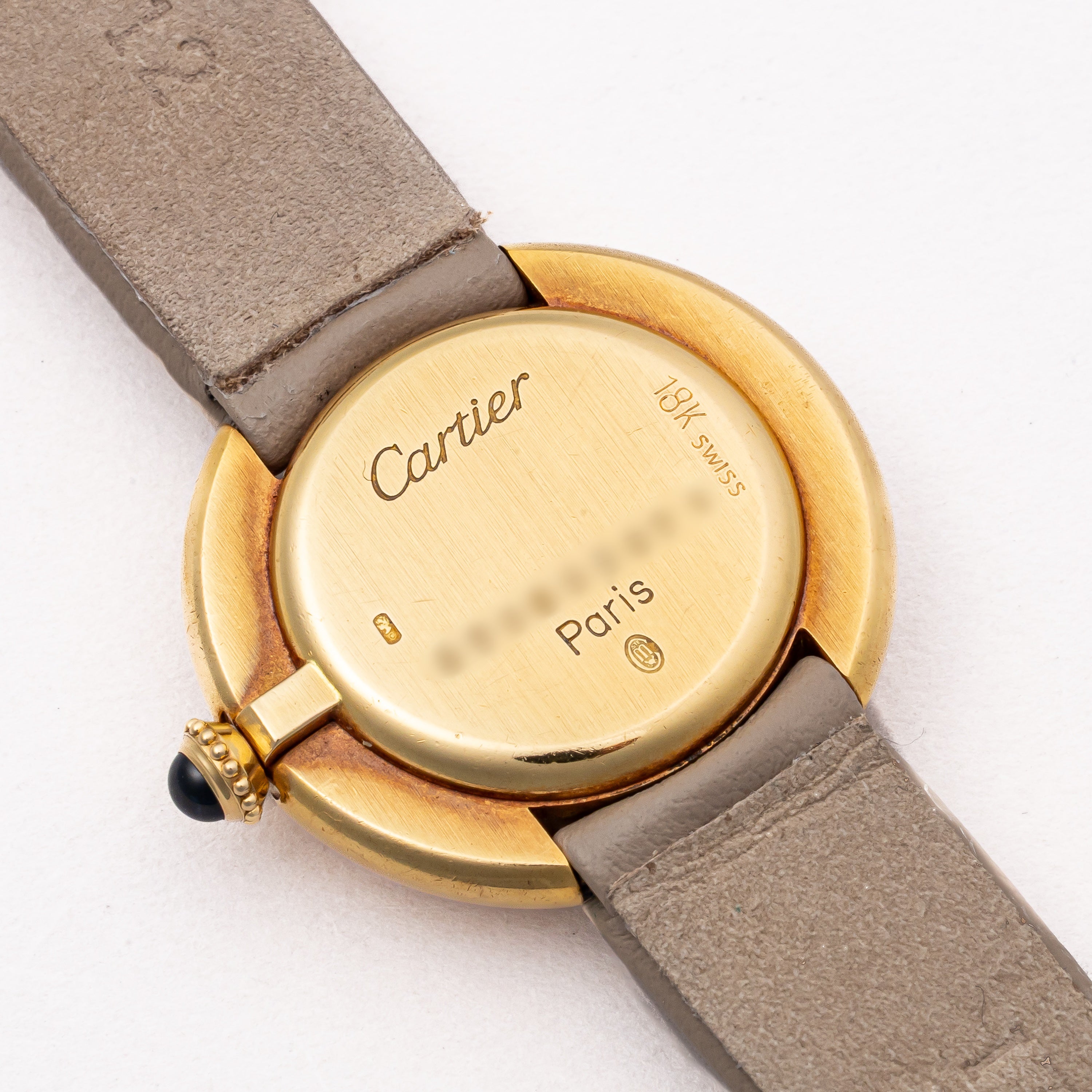 カルティエ 18金無垢 ヴァンドーム エリプス SMサイズ 手巻き 1980年代製 純正GF尾錠付き