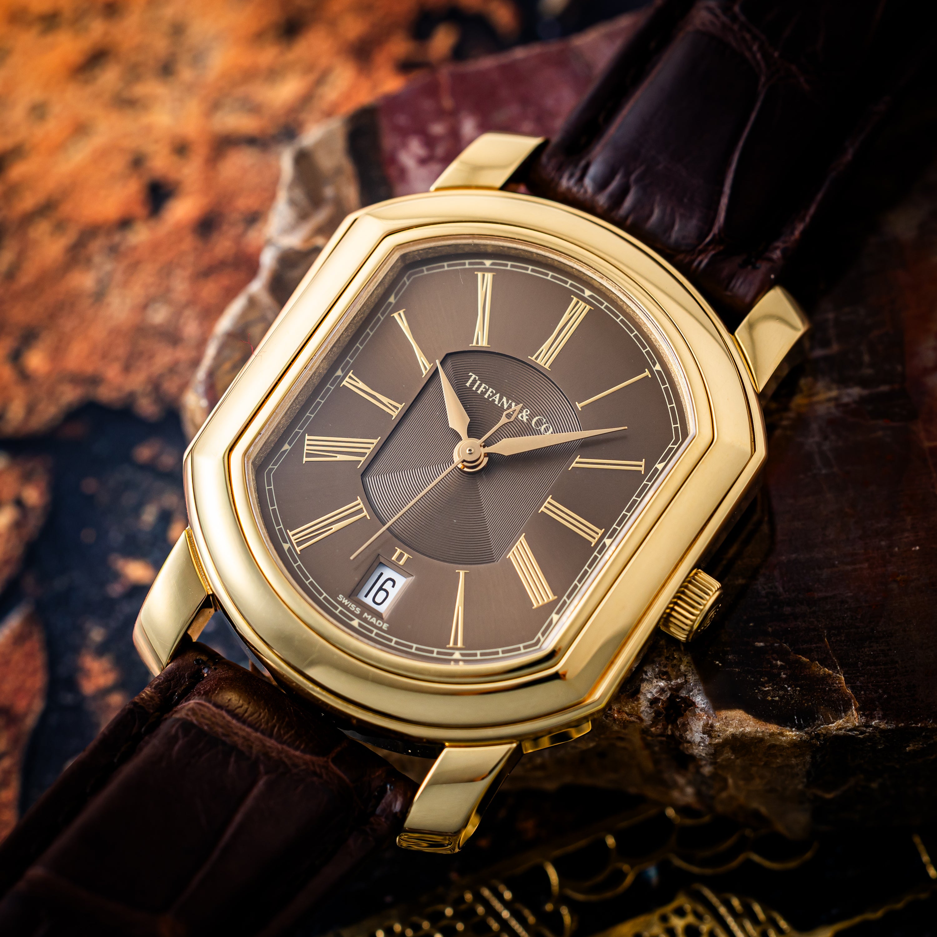 ティファニー マーククーペ 18金無垢 2003年製 クロノメーター自動巻き 純正18金無垢尾錠、箱、ギャラ付き