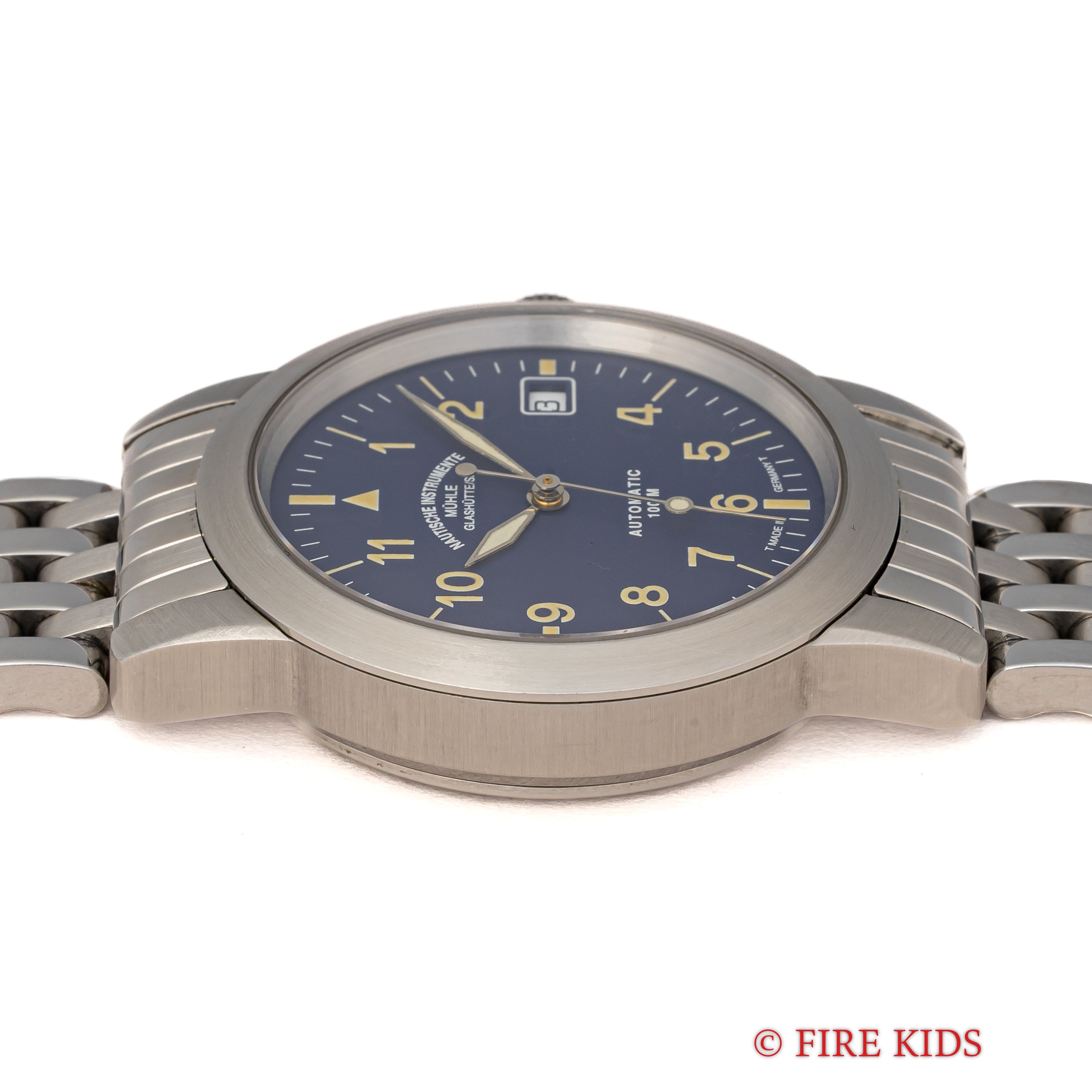 ミューレ・グラスヒュッテ 1990年代製 ブルーアラビアダイヤル 自動巻 ドイツ製 トリチウム夜光