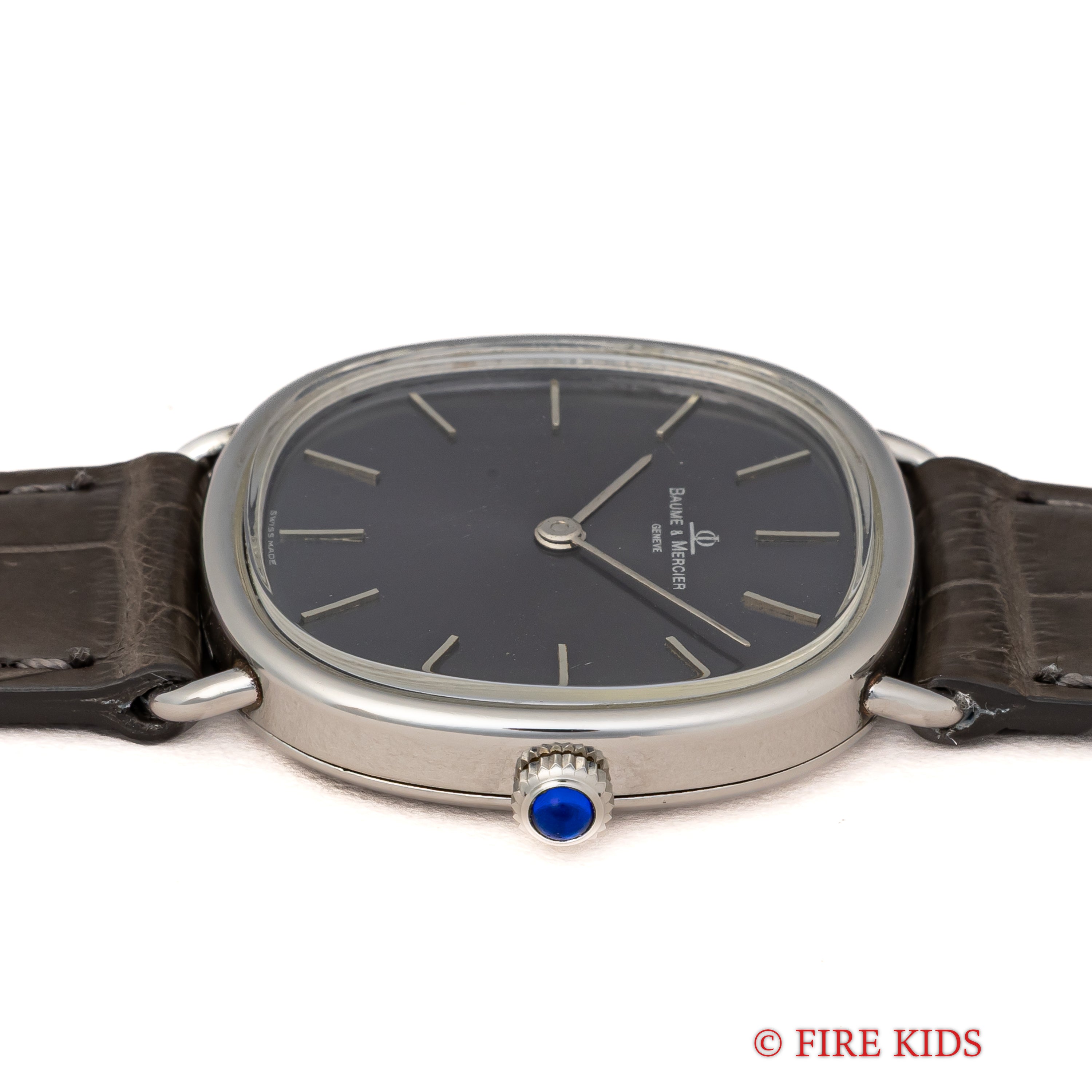 ボーム&メルシエ 1980年代製 グレーダイヤル 手巻き スクエアケース Ref.1718 cal.BM17001 純正尾錠