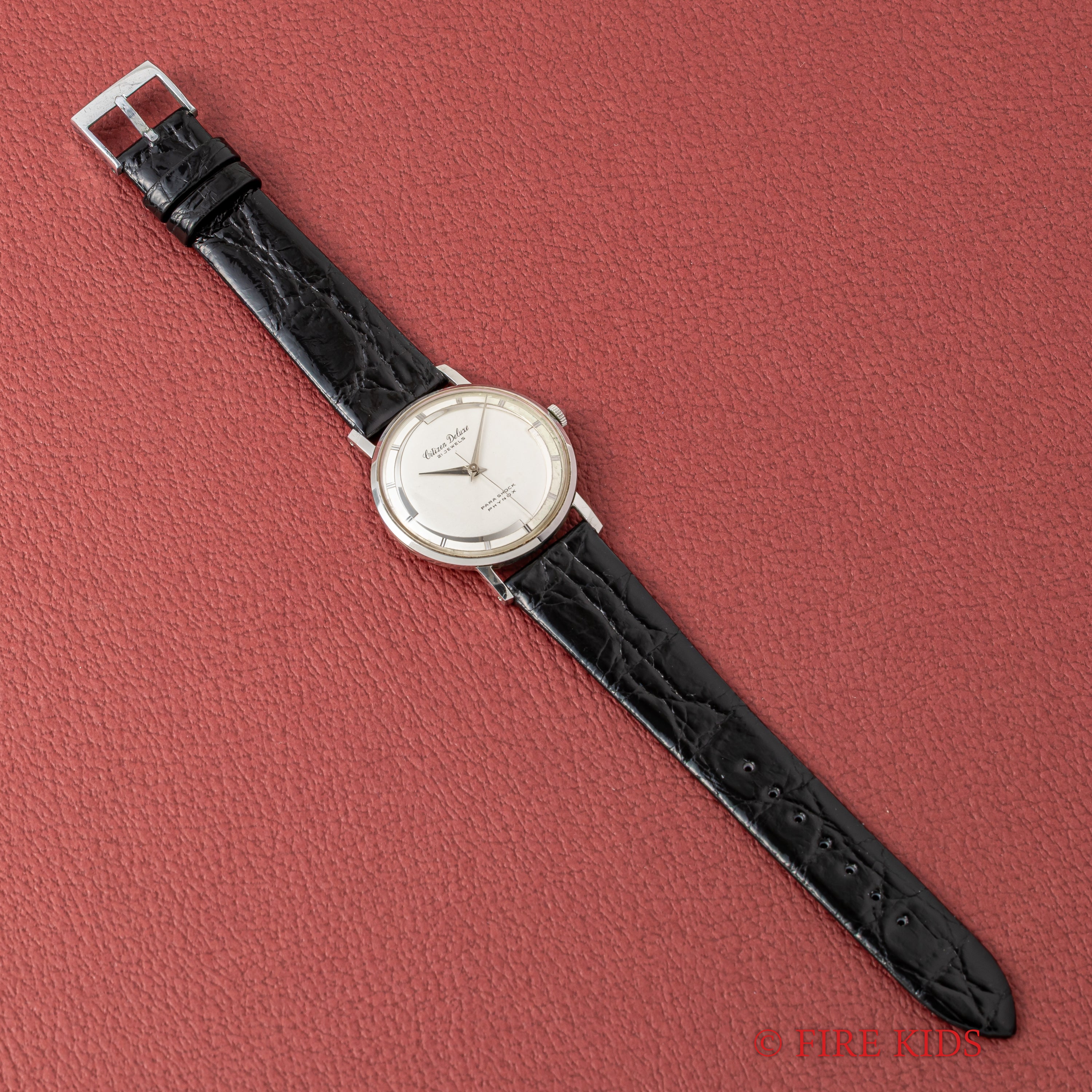 シチズン デラックス 1960年製 変わり文字盤 オリジナル革ベルト付き