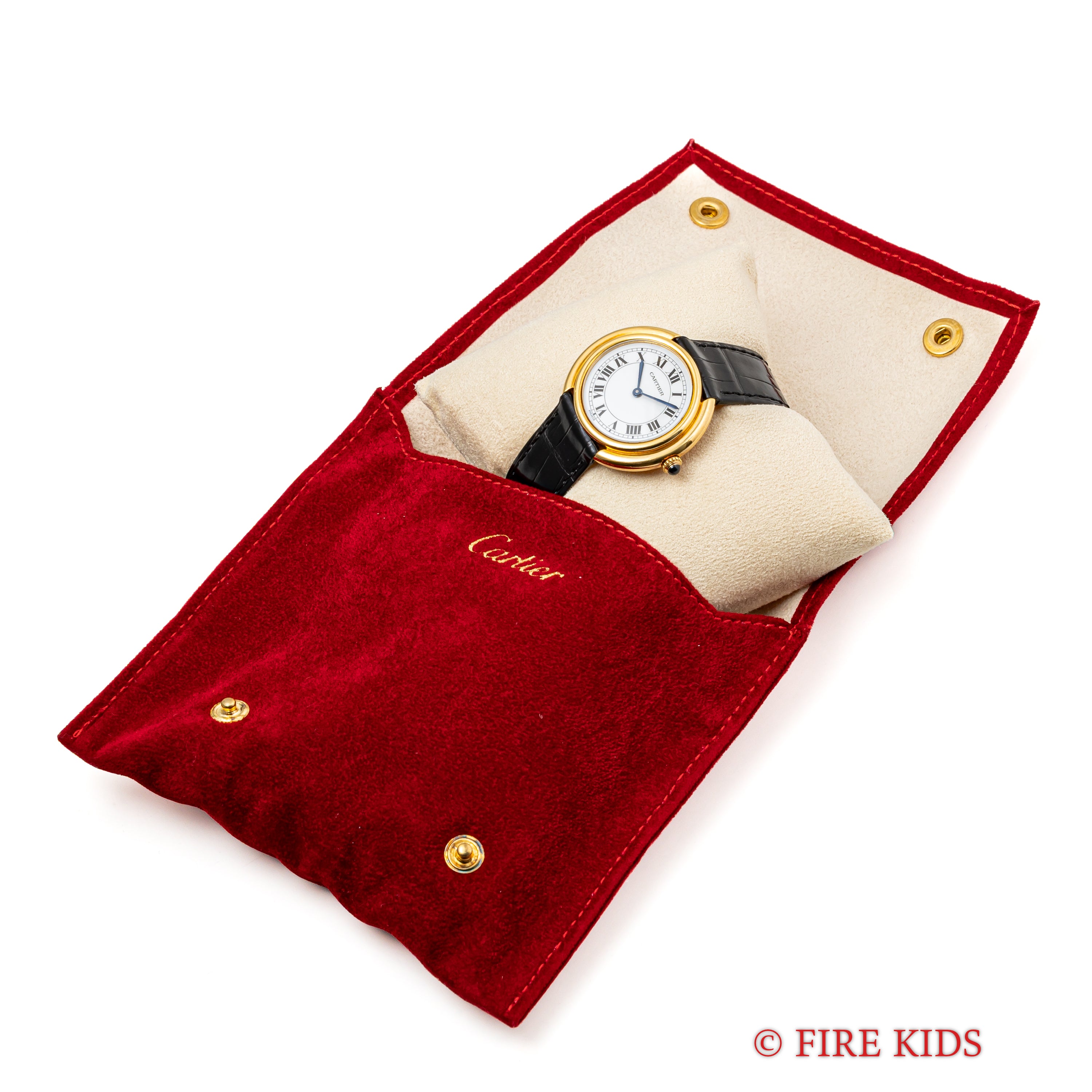 カルティエ 18金無垢 ヴァンドーム エリプス LMサイズ 手巻き PARISダイヤル 1980年代製 純正金無垢Dバックル付き