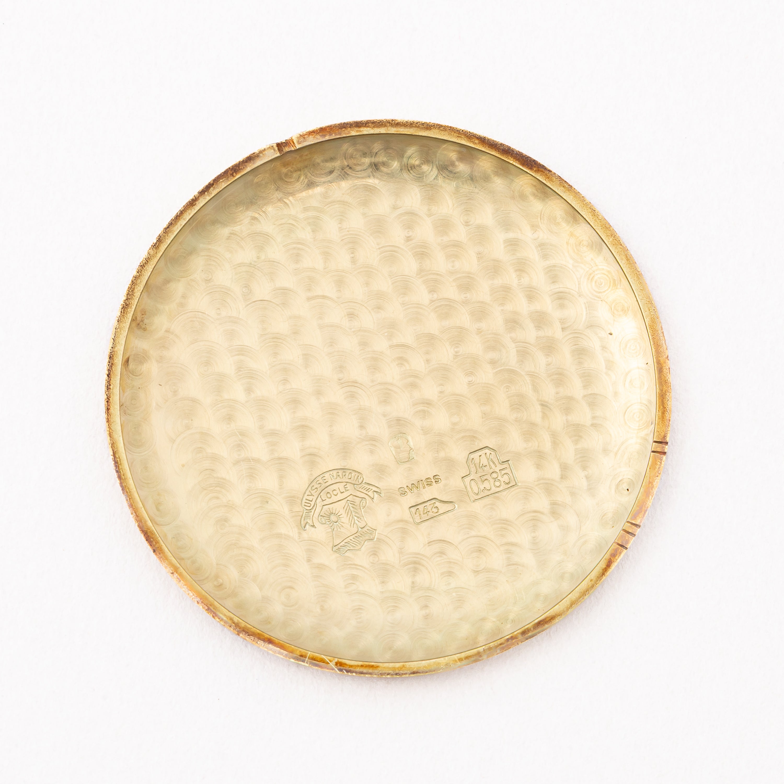 ユリスナルダン 14金無垢イエローゴールドラウンドケース 1950年代製 手巻 出車式センターセコンド