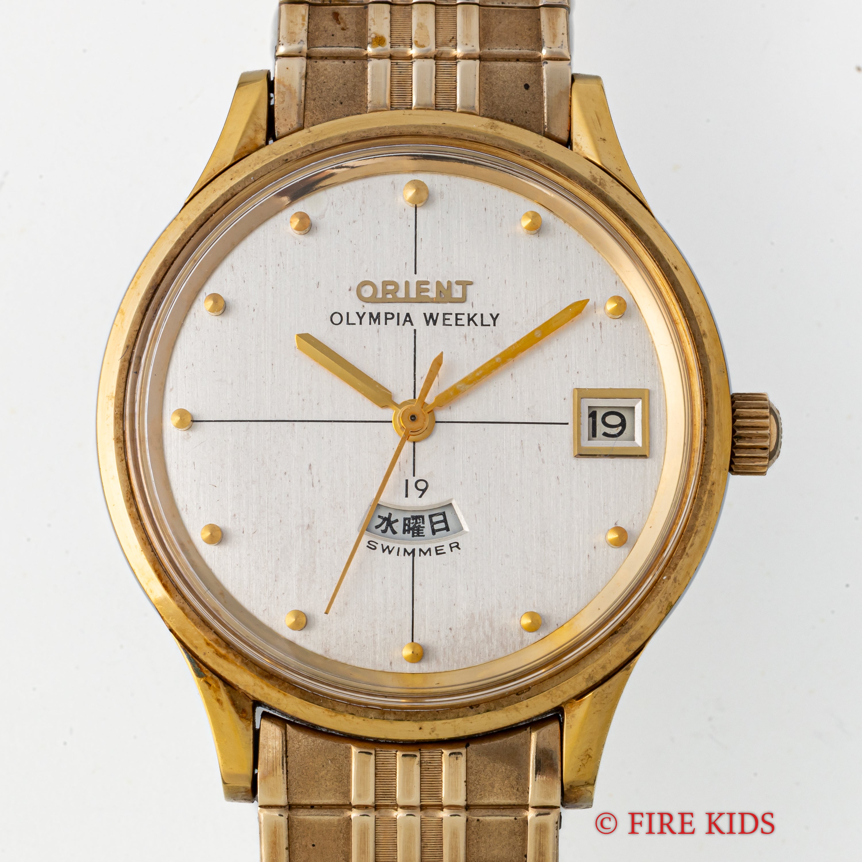 オリエント オリンピア ウィークリー クロスラインダイアル 1960年代 金張り デイデイト スイマー 19石 手巻