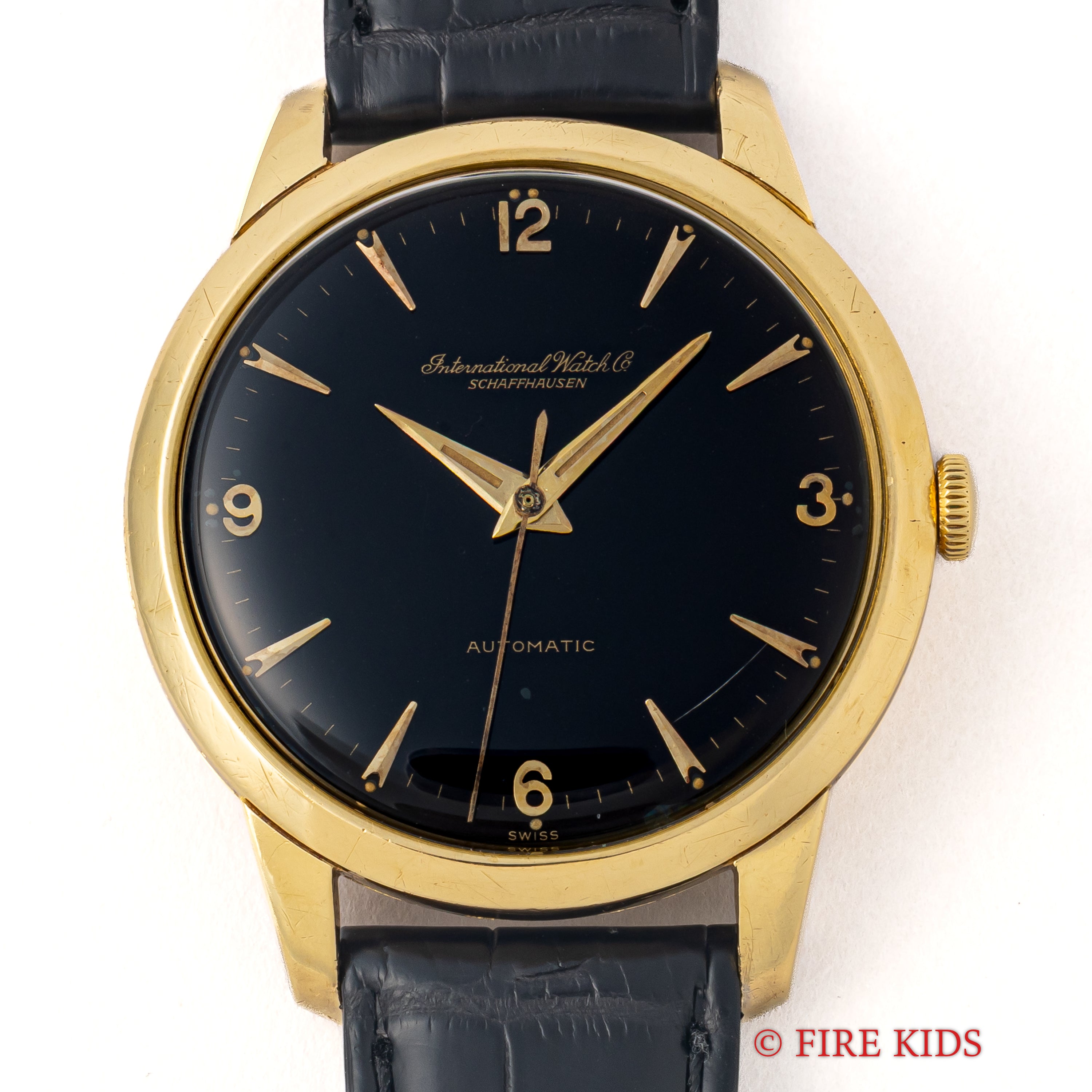 IWC 18金無垢ラウンドケース 1954年製 ブラックミラーダイヤル ペラトン式自動巻Cal.852