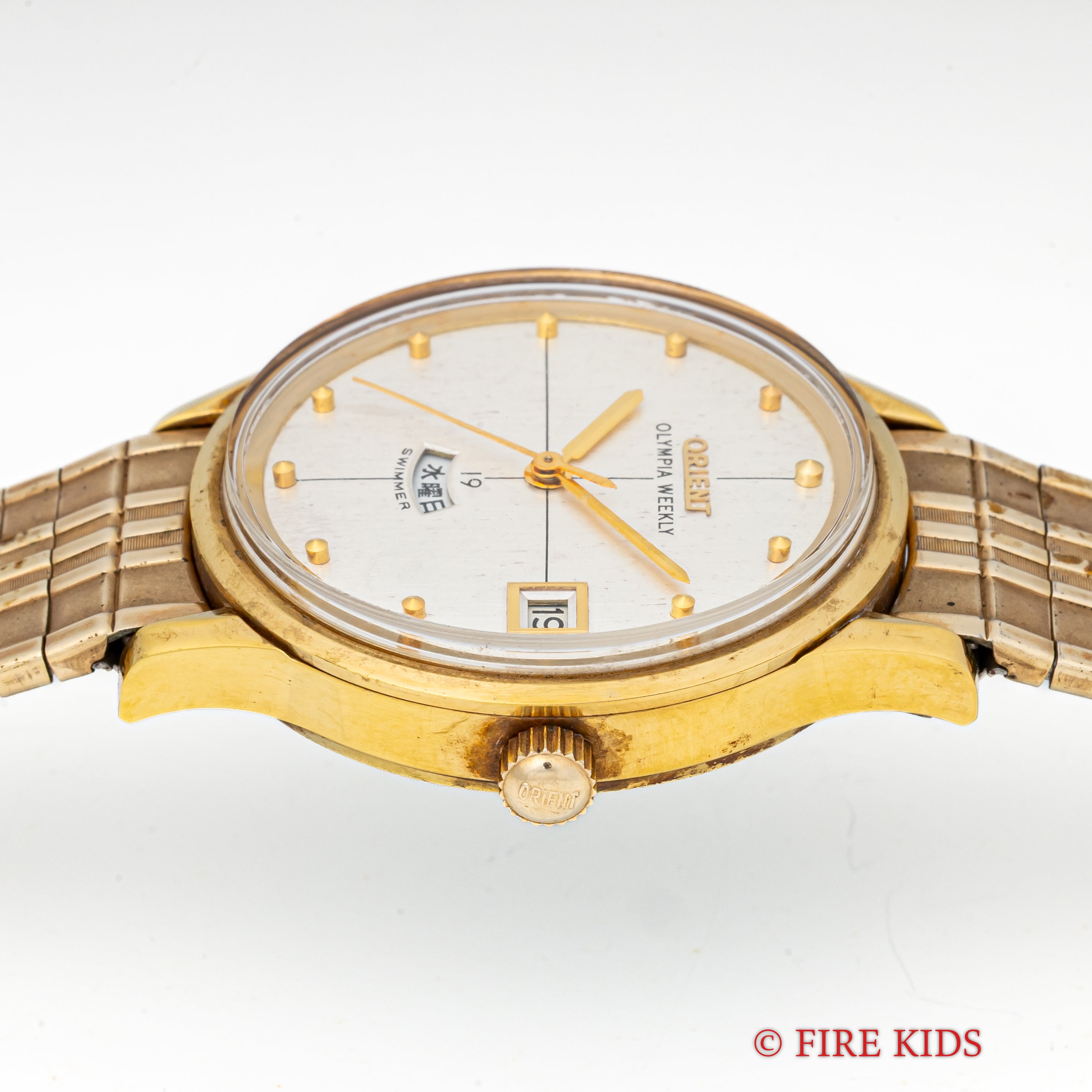 オリエント オリンピア ウィークリー クロスラインダイアル 1960年代 金張り デイデイト スイマー 19石 手巻