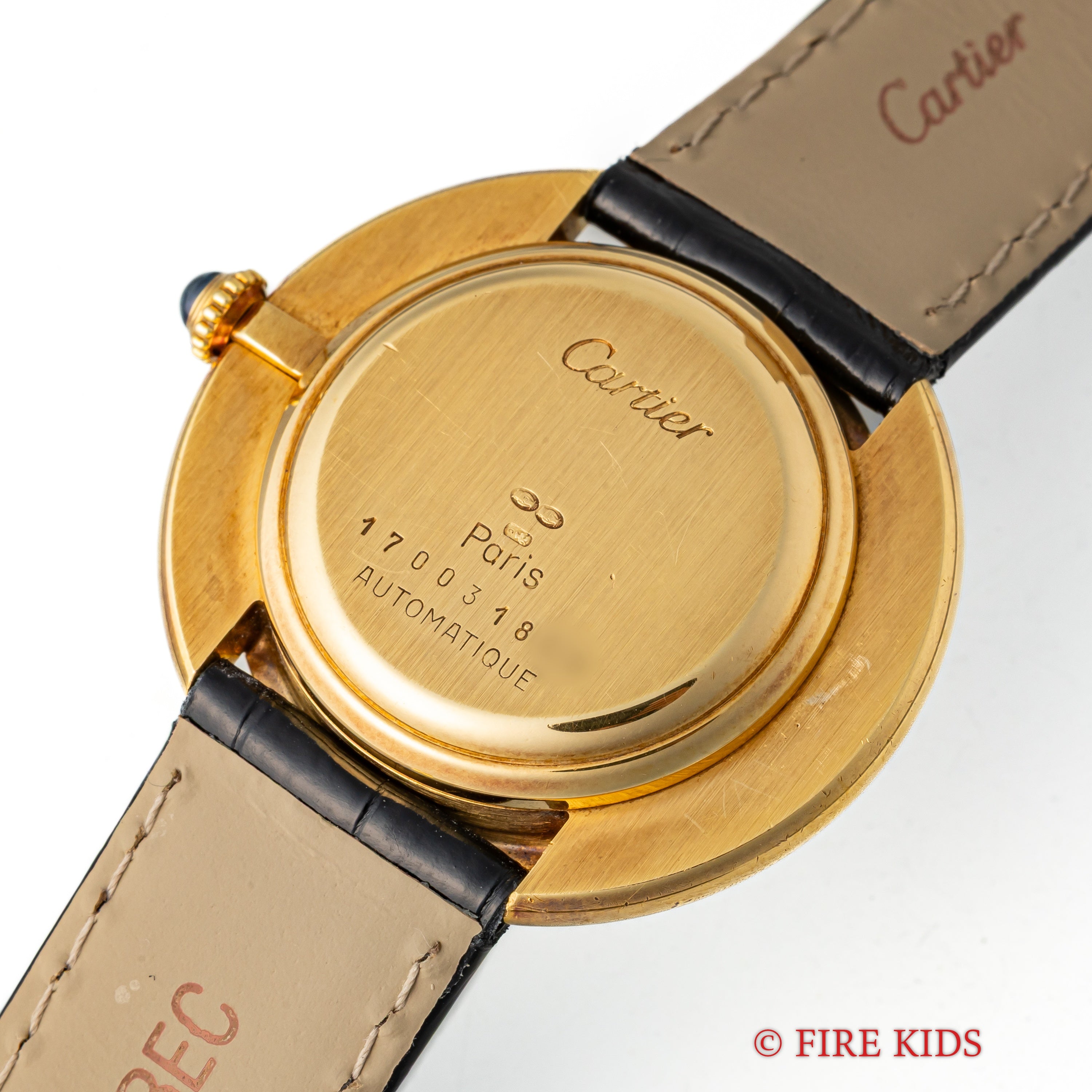 カルティエ 18金無垢 ヴァンドーム エリプス LMサイズ 手巻き PARISダイヤル 1980年代製 純正金無垢Dバックル付き