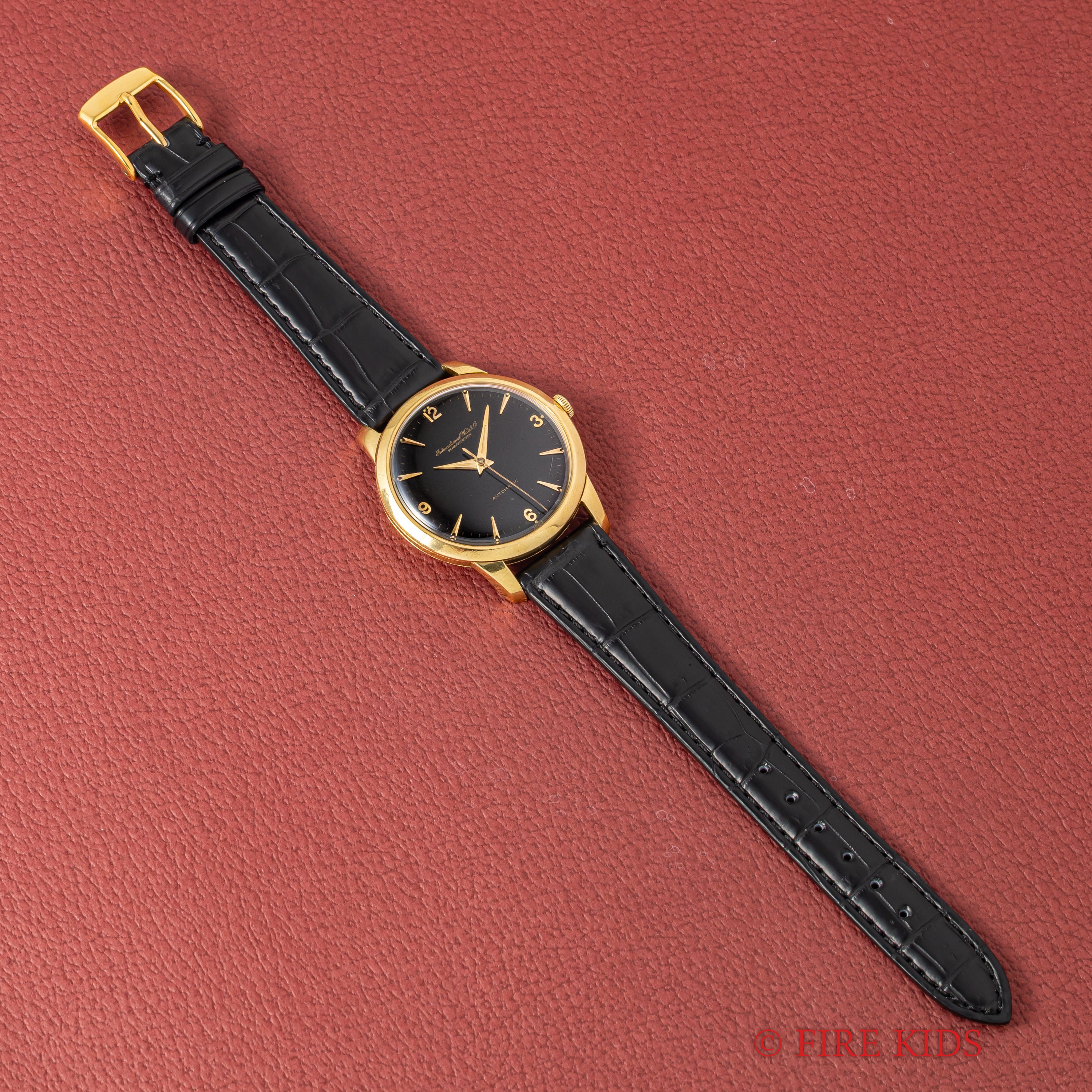 IWC 18金無垢ラウンドケース 1954年製 ブラックミラーダイヤル ペラトン式自動巻Cal.852