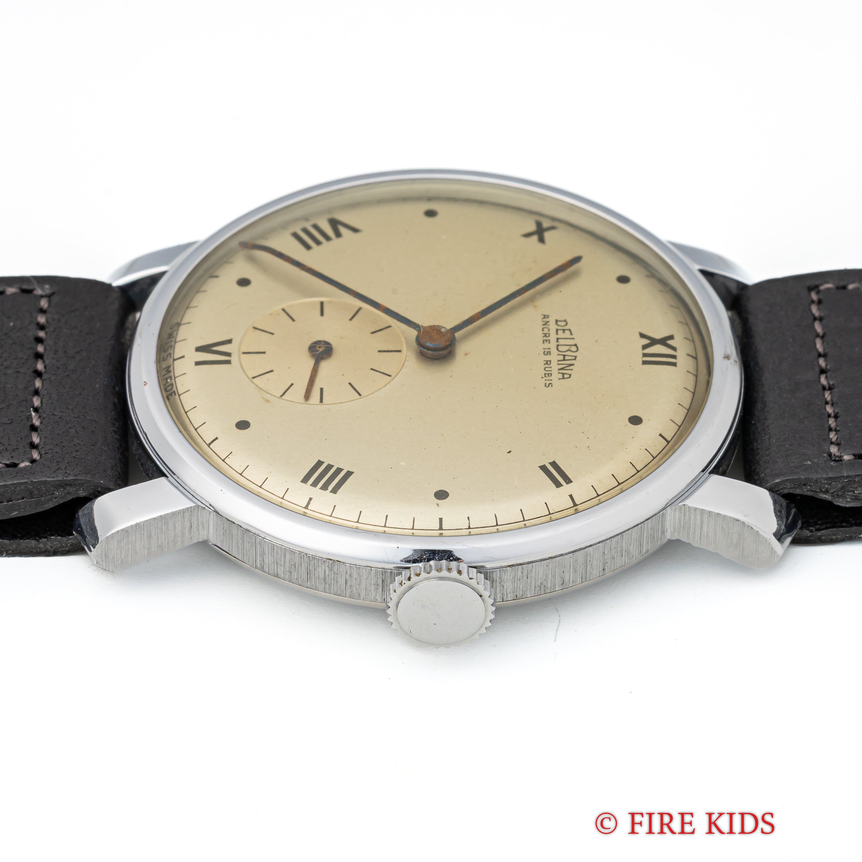 DELBANA 35mmケース 飛びローマンダイヤル 1940年代製 スモールセコンド手巻