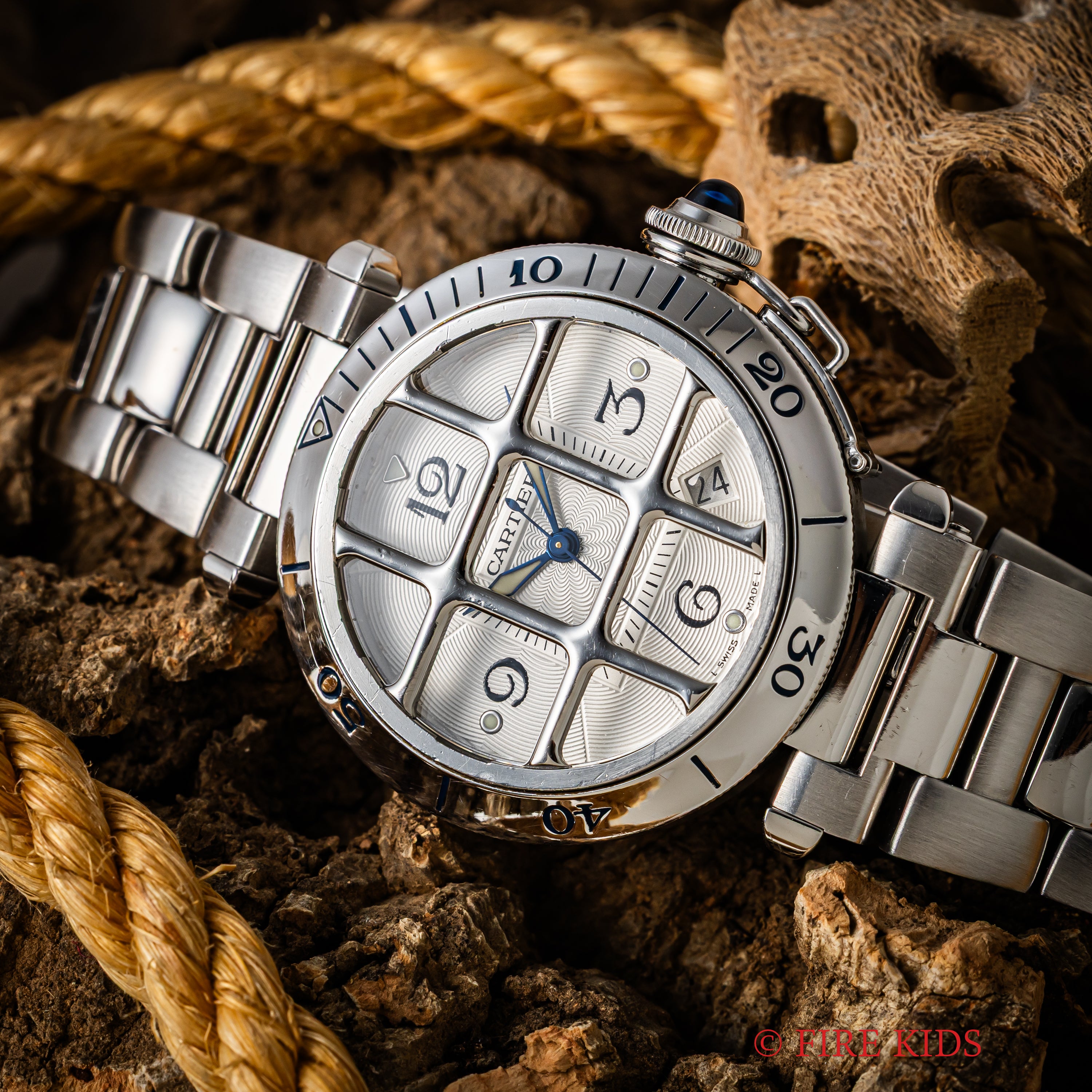 カルティエ パシャグリッド 自動巻き 2000年代製 Ref.2379/W3104055 ホワイトダイヤル