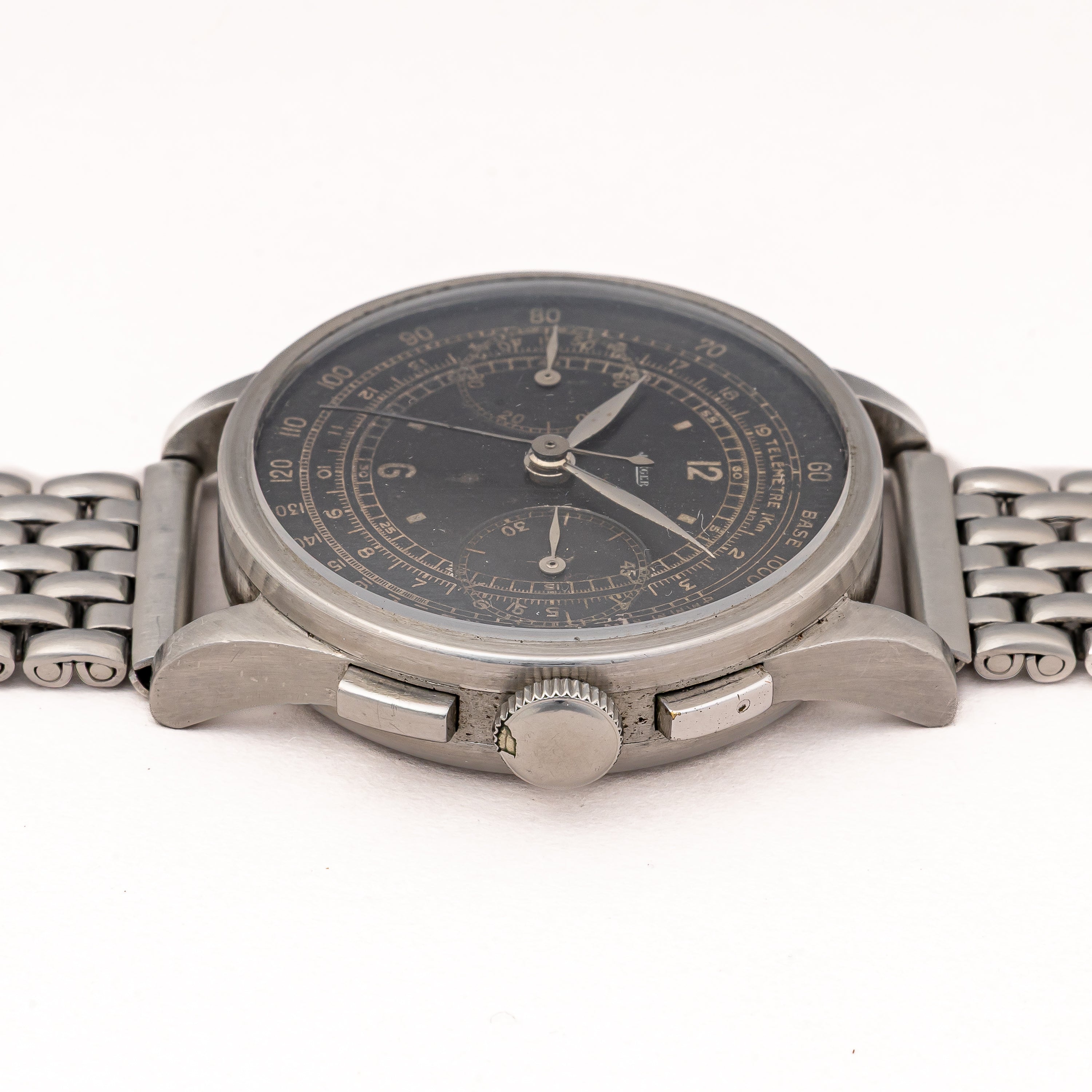 ジャガー カラトラバケース クロノグラフ 1940年代製 ユニバーサル Cal.285 手巻き オリジナルブラックダイヤル