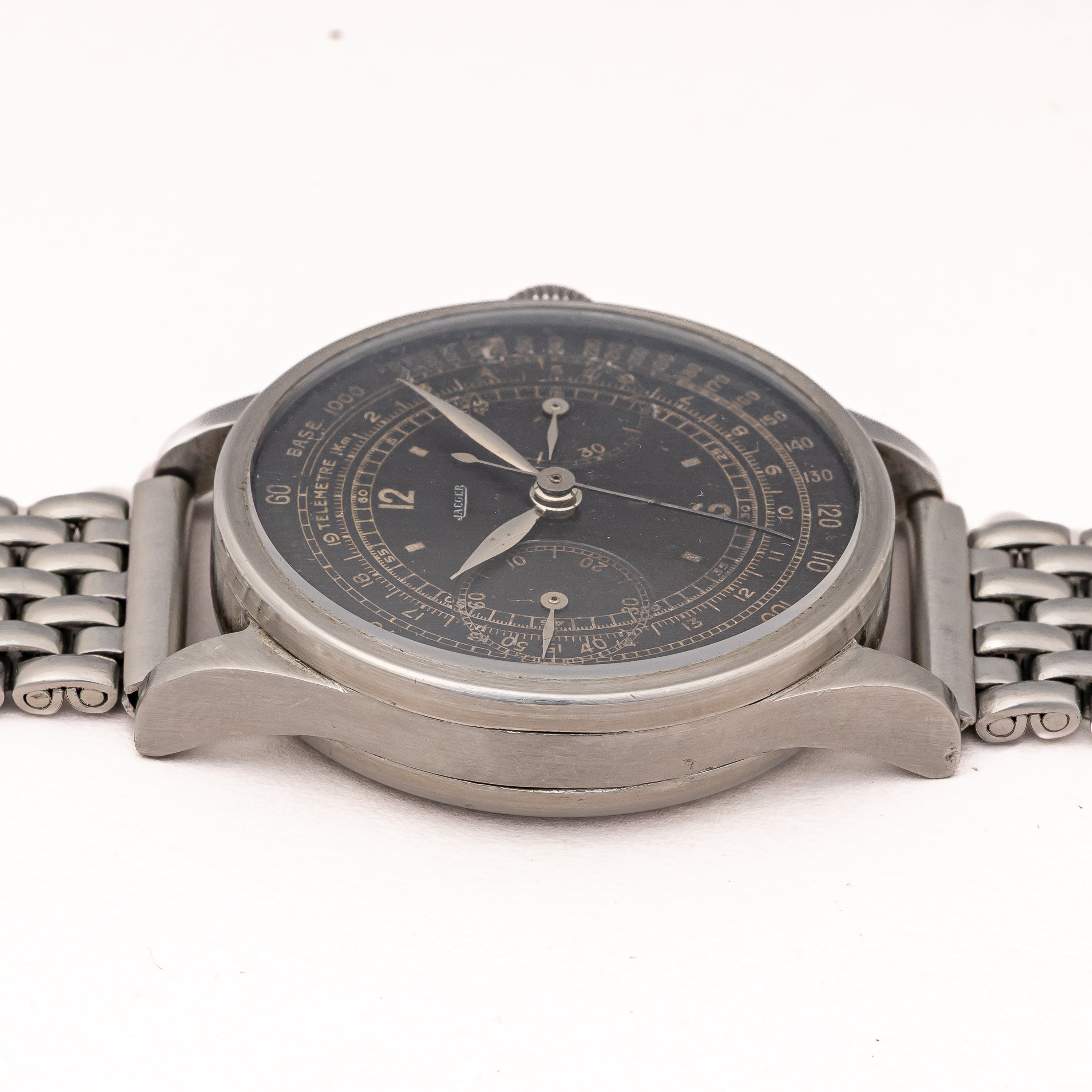 ジャガー カラトラバケース クロノグラフ 1940年代製 ユニバーサル Cal.285 手巻き オリジナルブラックダイヤル