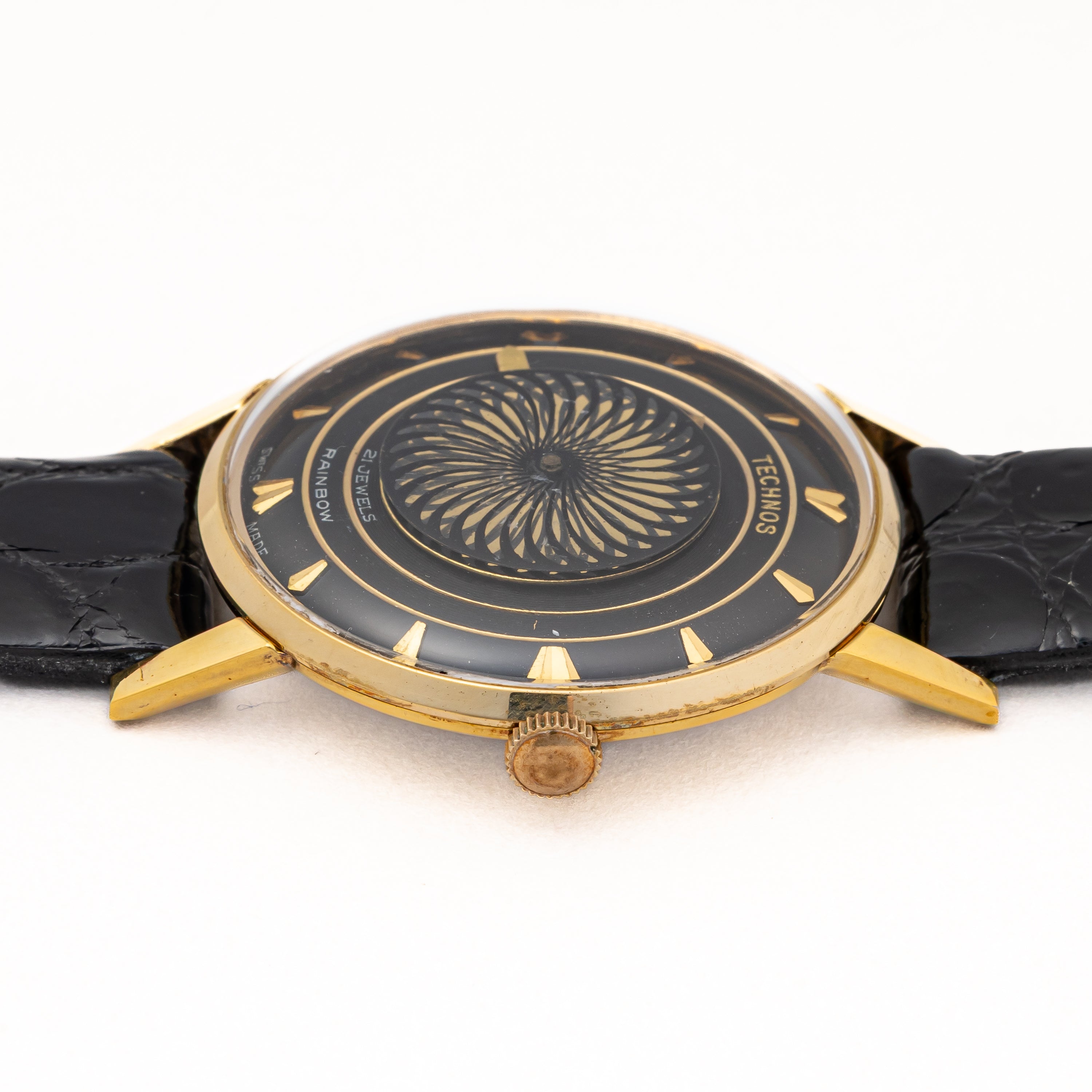 テクノス レインボー 万華鏡ダイヤル 金張りケース 1960年代製 手巻き