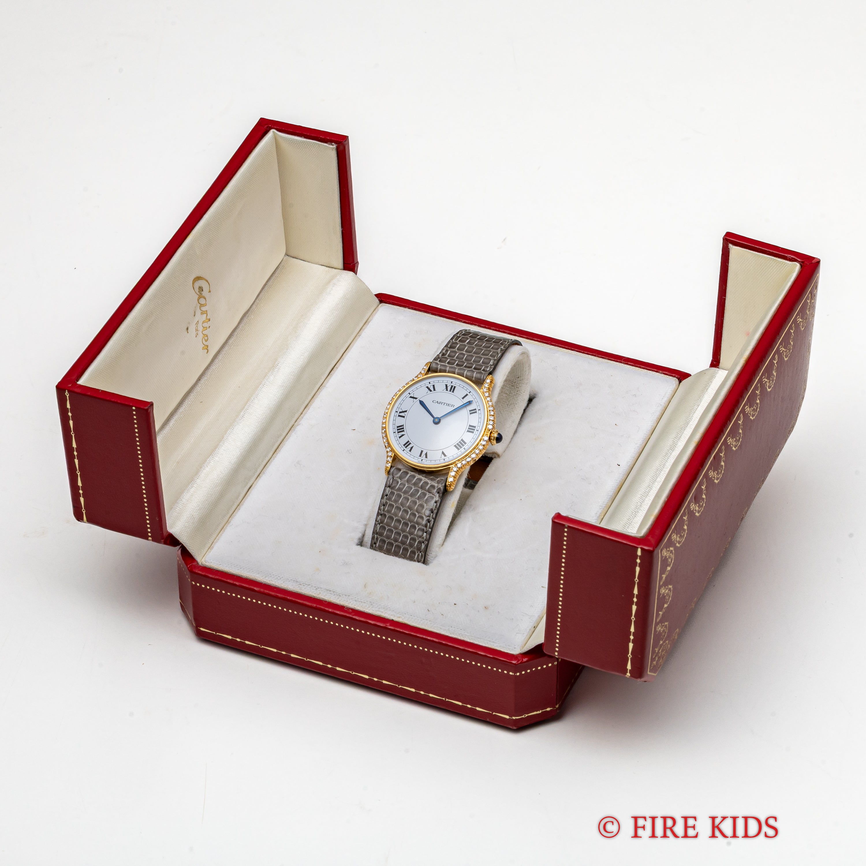 カルティエ リヴィエラLM PARISダイヤル 18金無垢 イエローゴールド フルダイヤ 1980年代製 箱付き