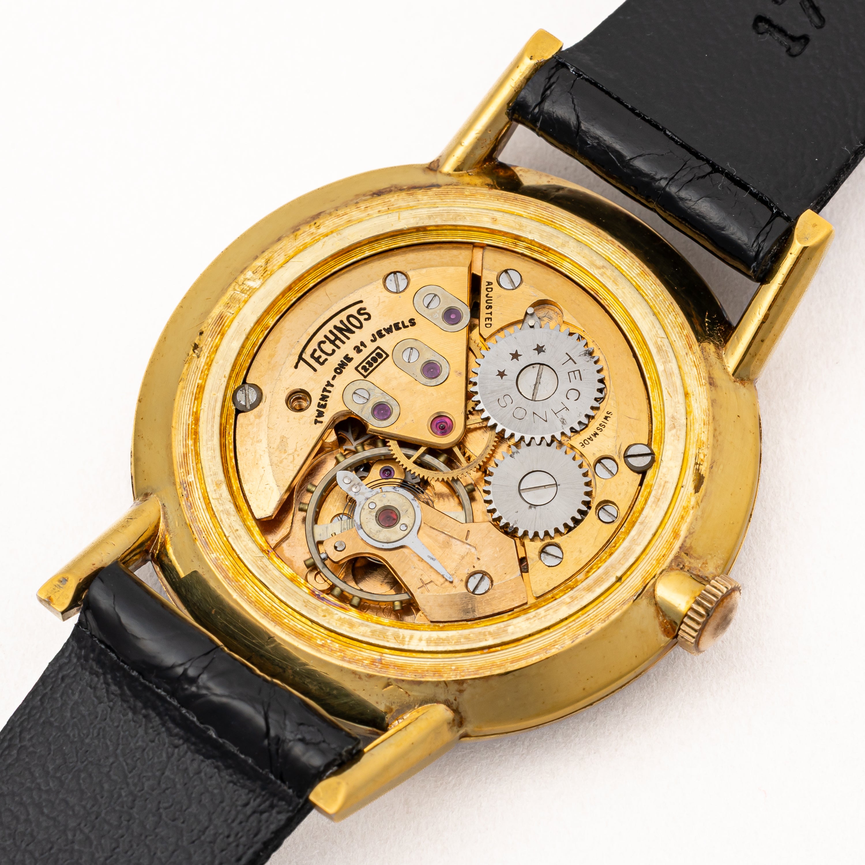 テクノス レインボー 万華鏡ダイヤル 金張りケース 1960年代製 手巻き