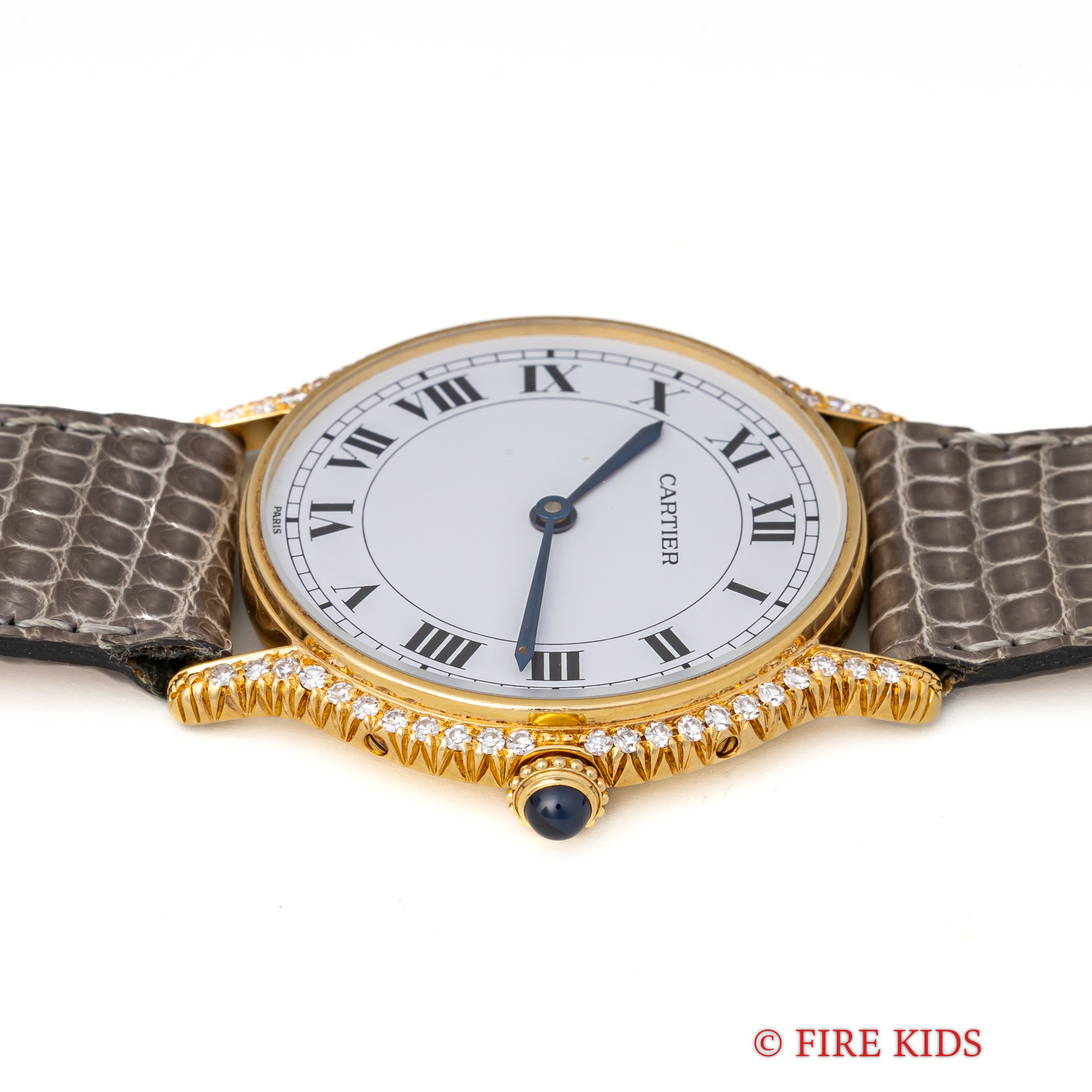 カルティエ リヴィエラLM PARISダイヤル 18金無垢 イエローゴールド フルダイヤ 1980年代製 箱付き