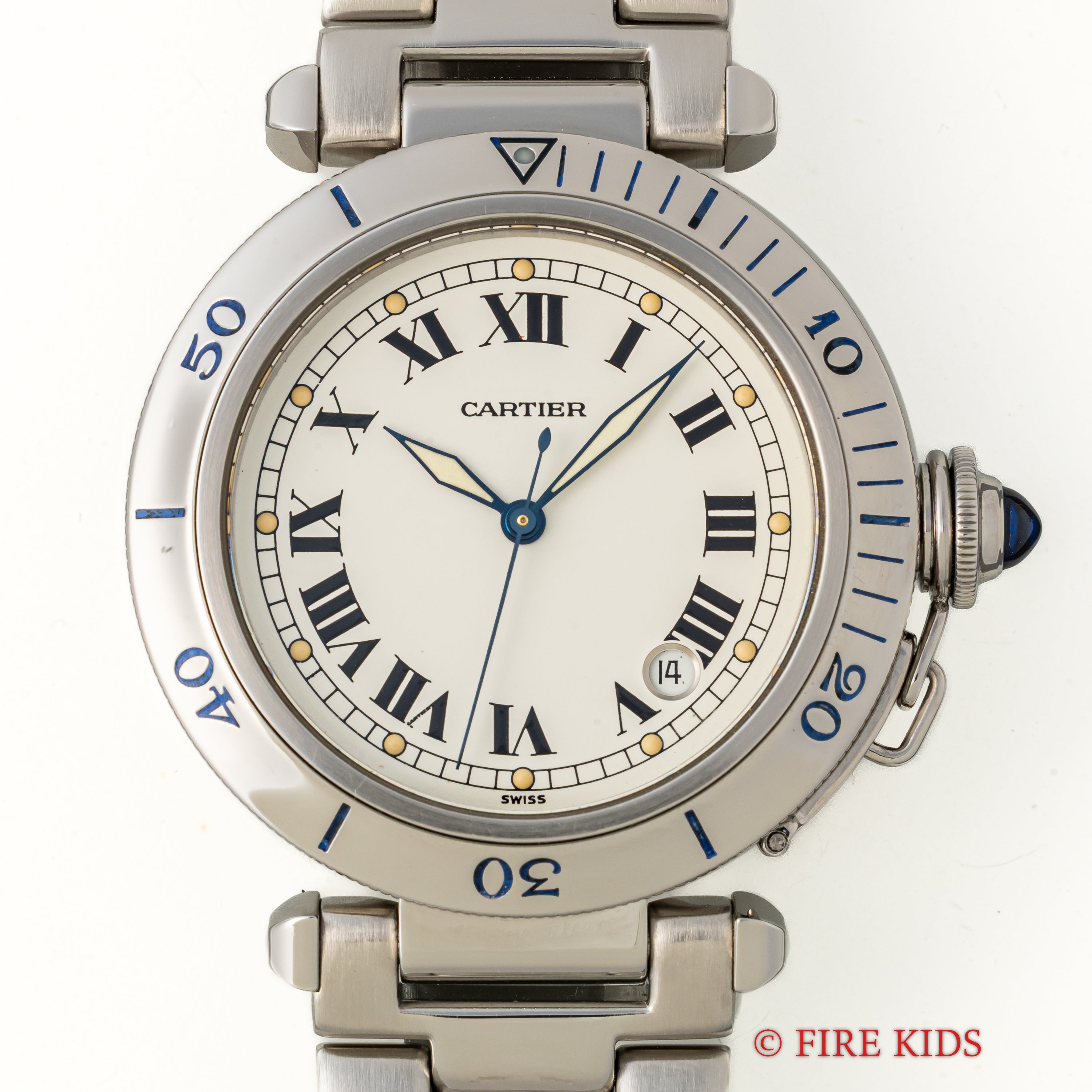 カルティエ パシャ プロンジャー 自動巻き 1980年代 38mmケース ホワイトローマン