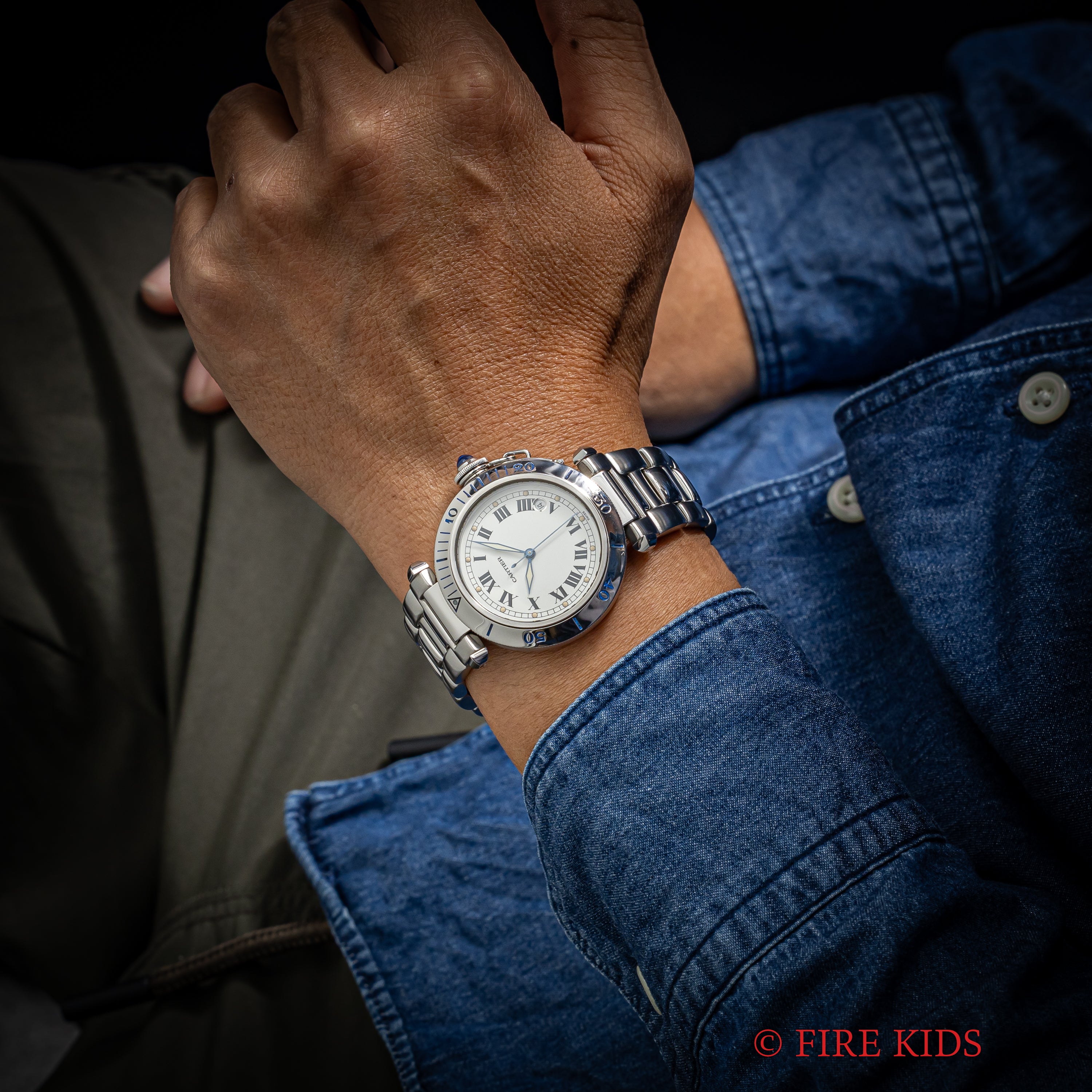 カルティエ パシャ プロンジャー 自動巻き 1980年代 38mmケース ホワイトローマン