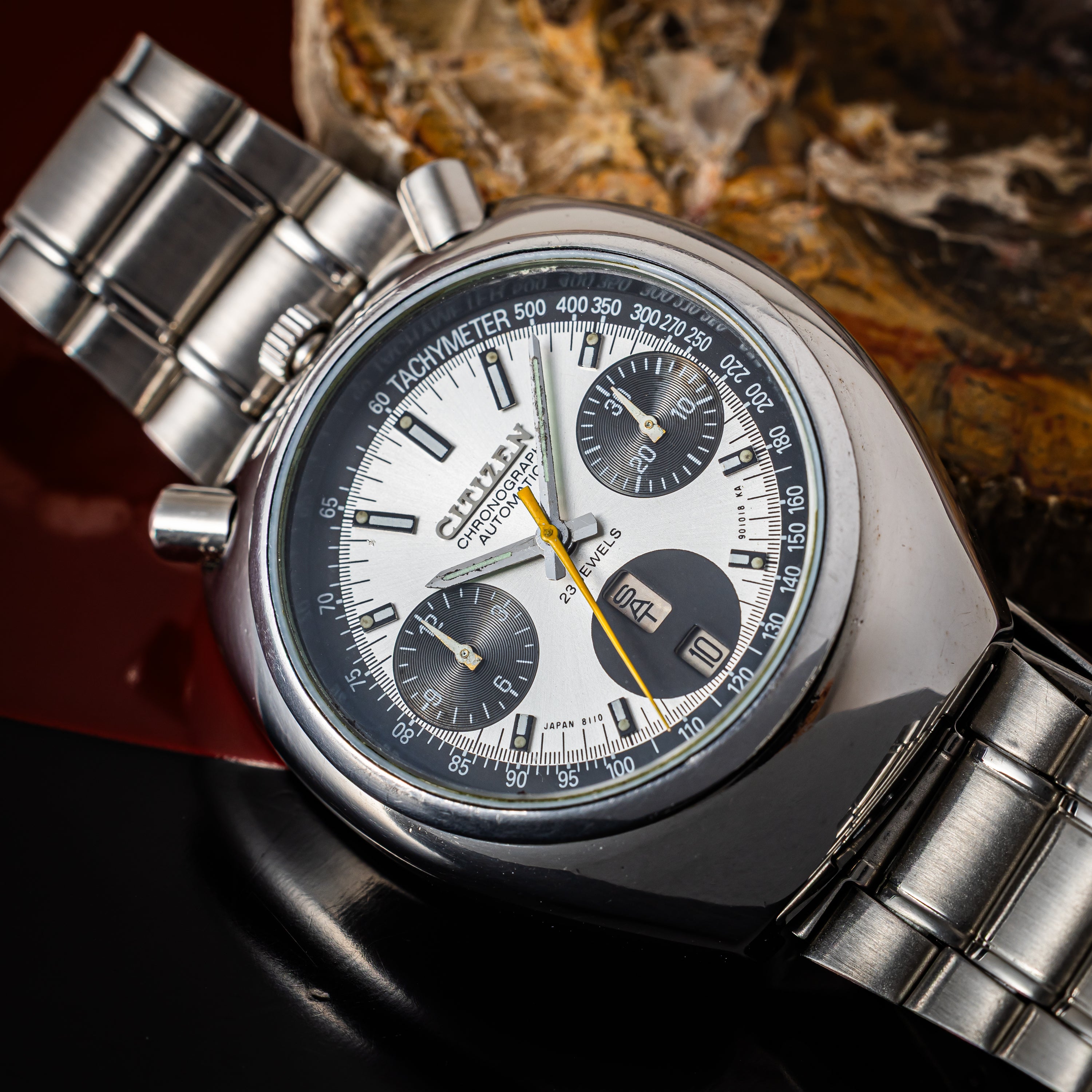 シチズン ツノクロノ チャレンジタイマー 1971年製 自動巻きクロノグラフ 純正ブレス