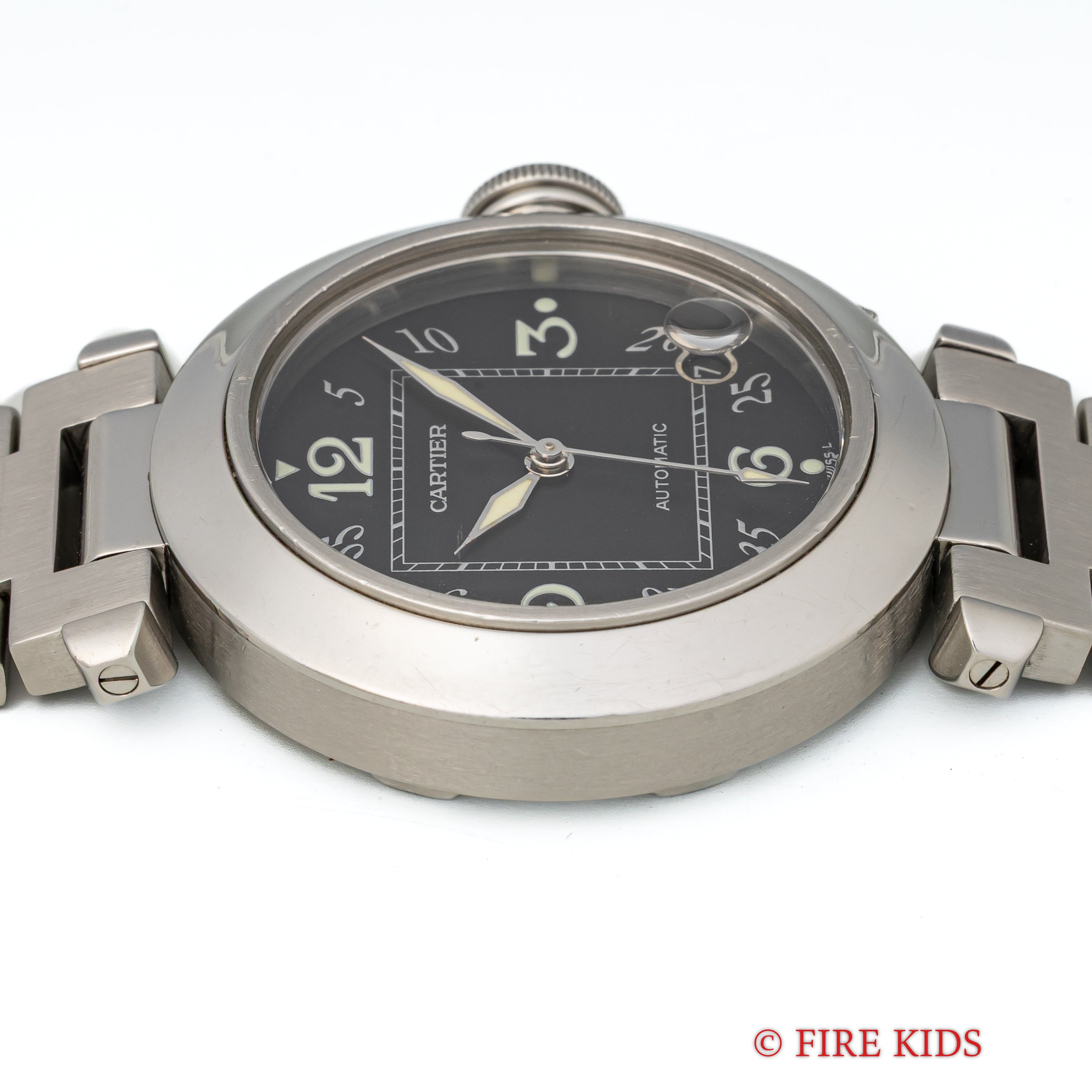 カルティエ パシャC 2000年代 ブラックアラビアダイヤル 自動巻 純正ブレス