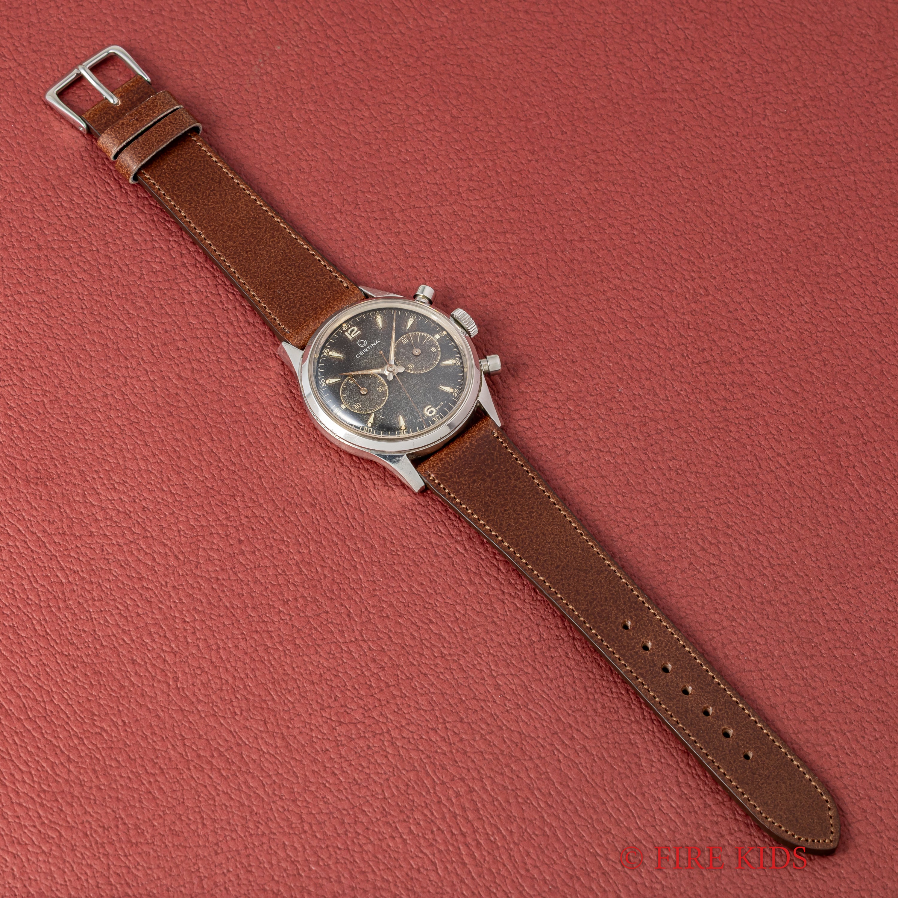 セルティナ 2レジスタークロノグラフ 1950年代製 エクセルシオパークCal.4 ブラックギルドダイヤル