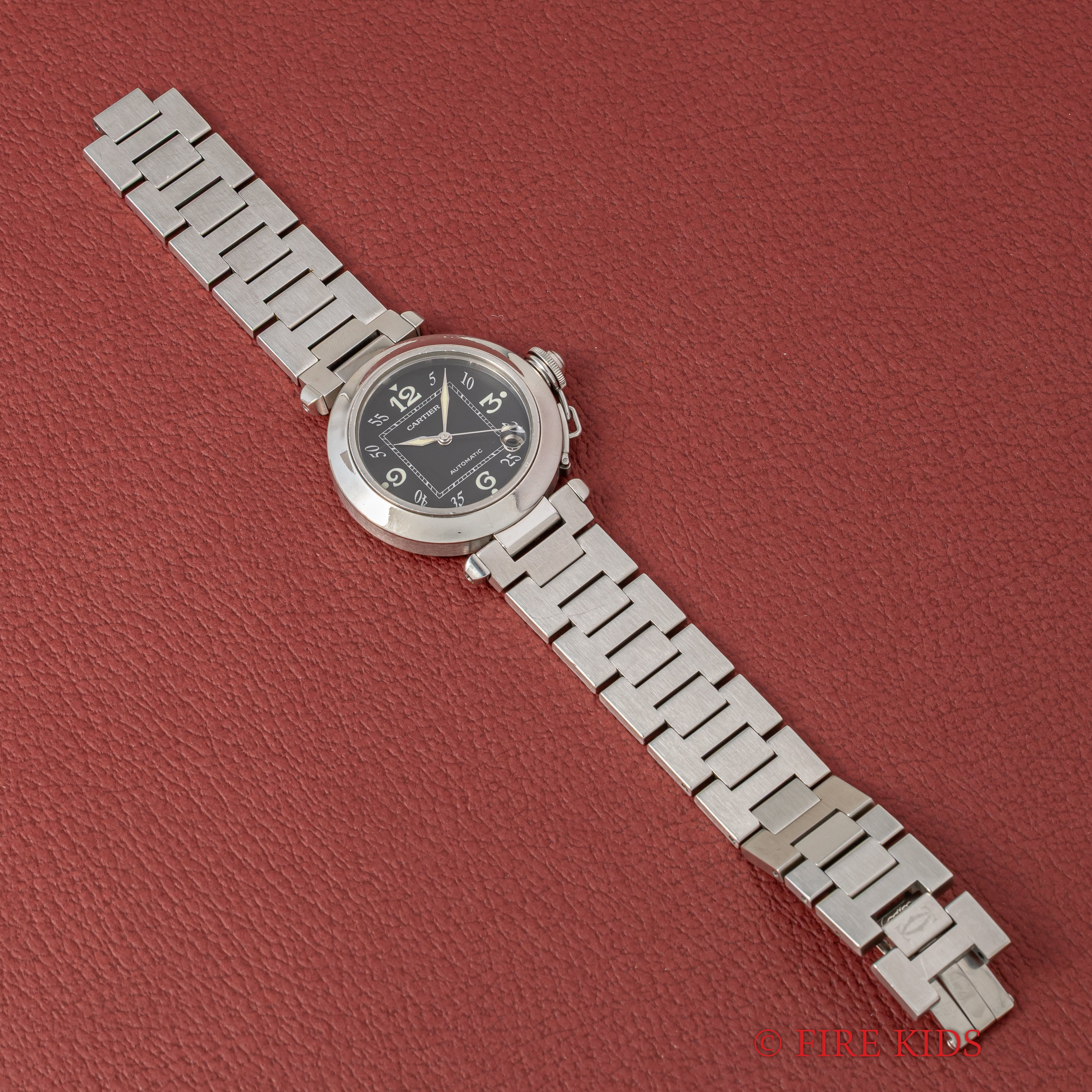 カルティエ パシャC 2000年代 ブラックアラビアダイヤル 自動巻 純正ブレス