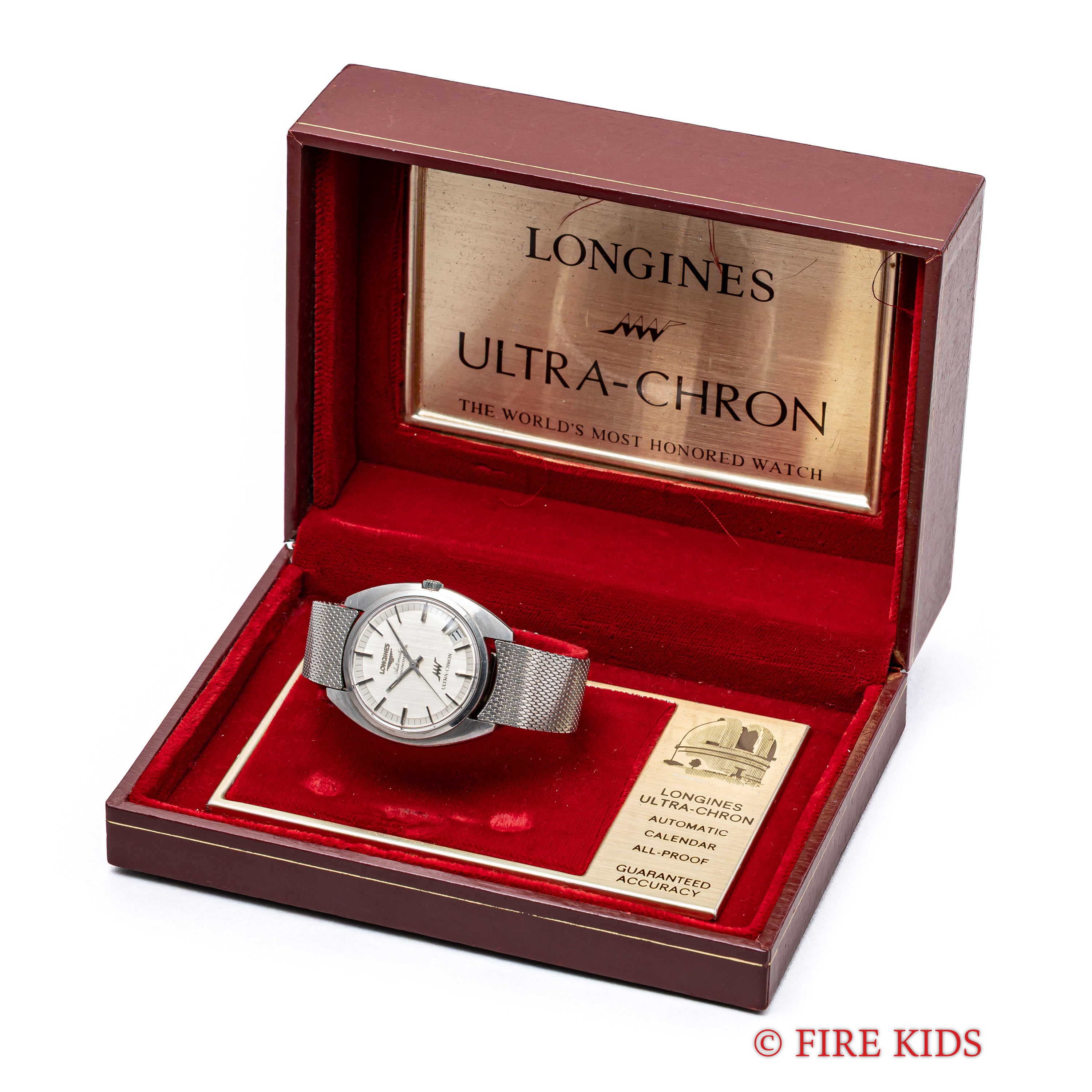 ロンジン ウルトラクロン 1970年代製 シルバーダイヤル 純正メッシュブレス付き 10振動自動巻き 箱付き