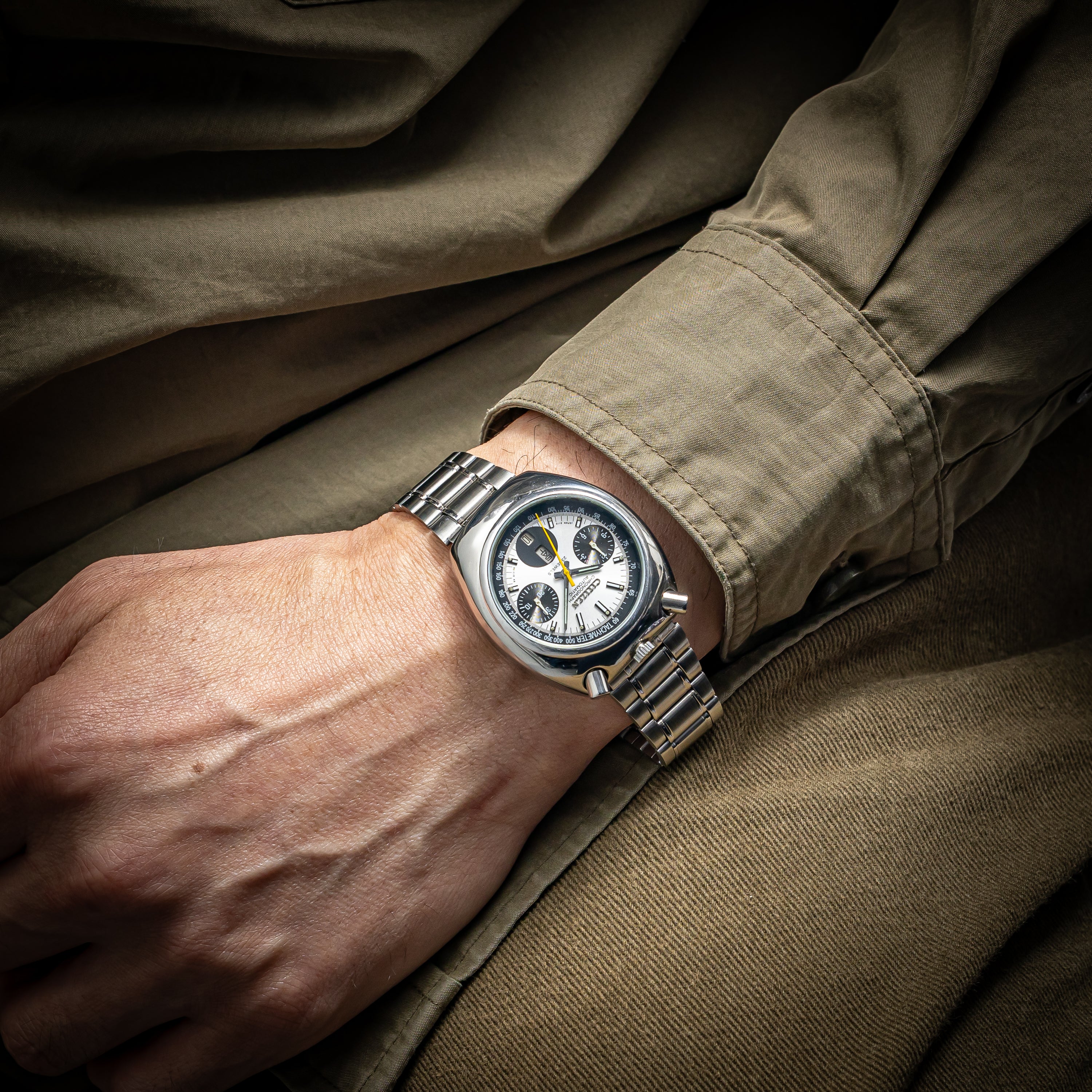 シチズン ツノクロノ チャレンジタイマー 1971年製 自動巻きクロノグラフ 純正ブレス