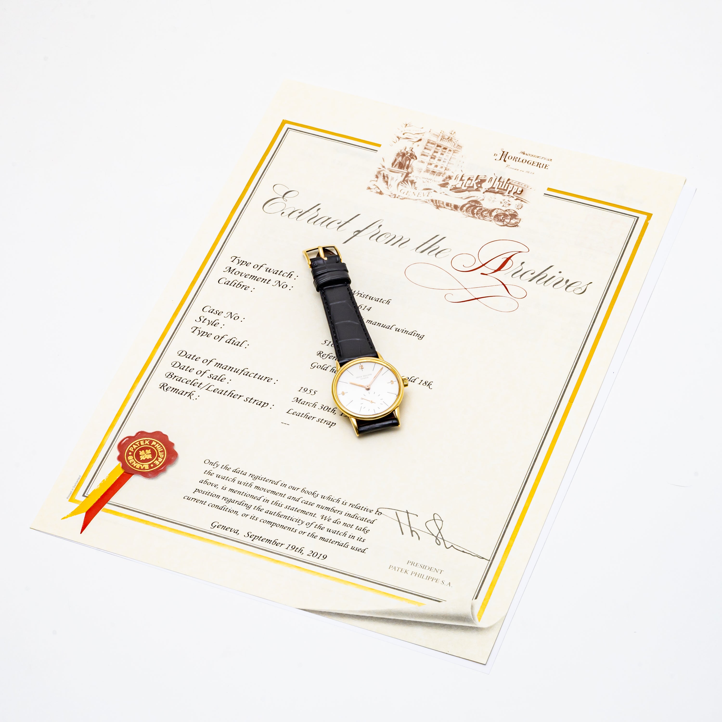 パテック・フィリップ カラトラバ 象嵌文字盤 1955年製 Ref.2494 Cal.12-400 アーカイブ付き