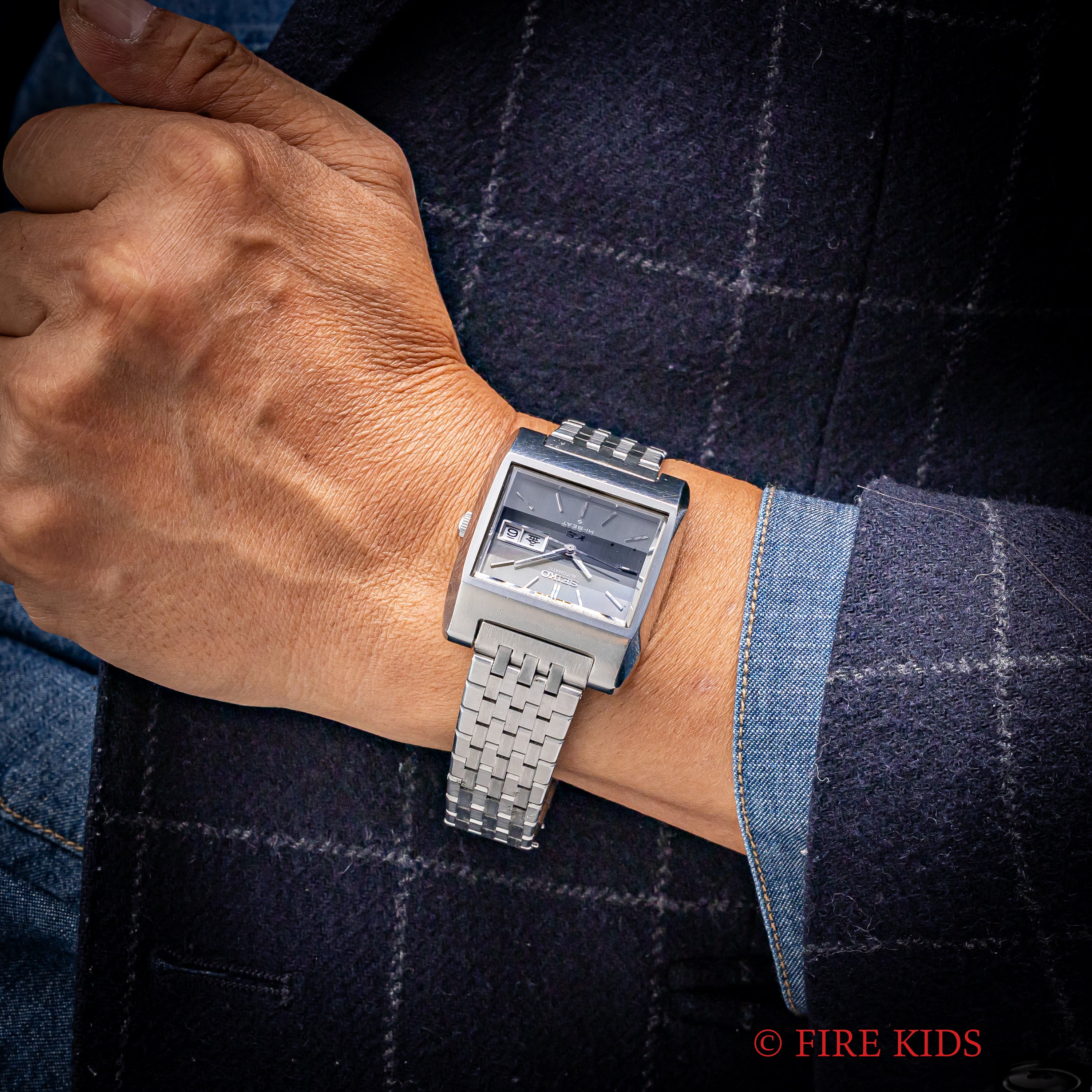 キングセイコー 1971年製 56KS Ref.5626-5010 グレーダイヤル スクエアケース カットガラス ブレス付き