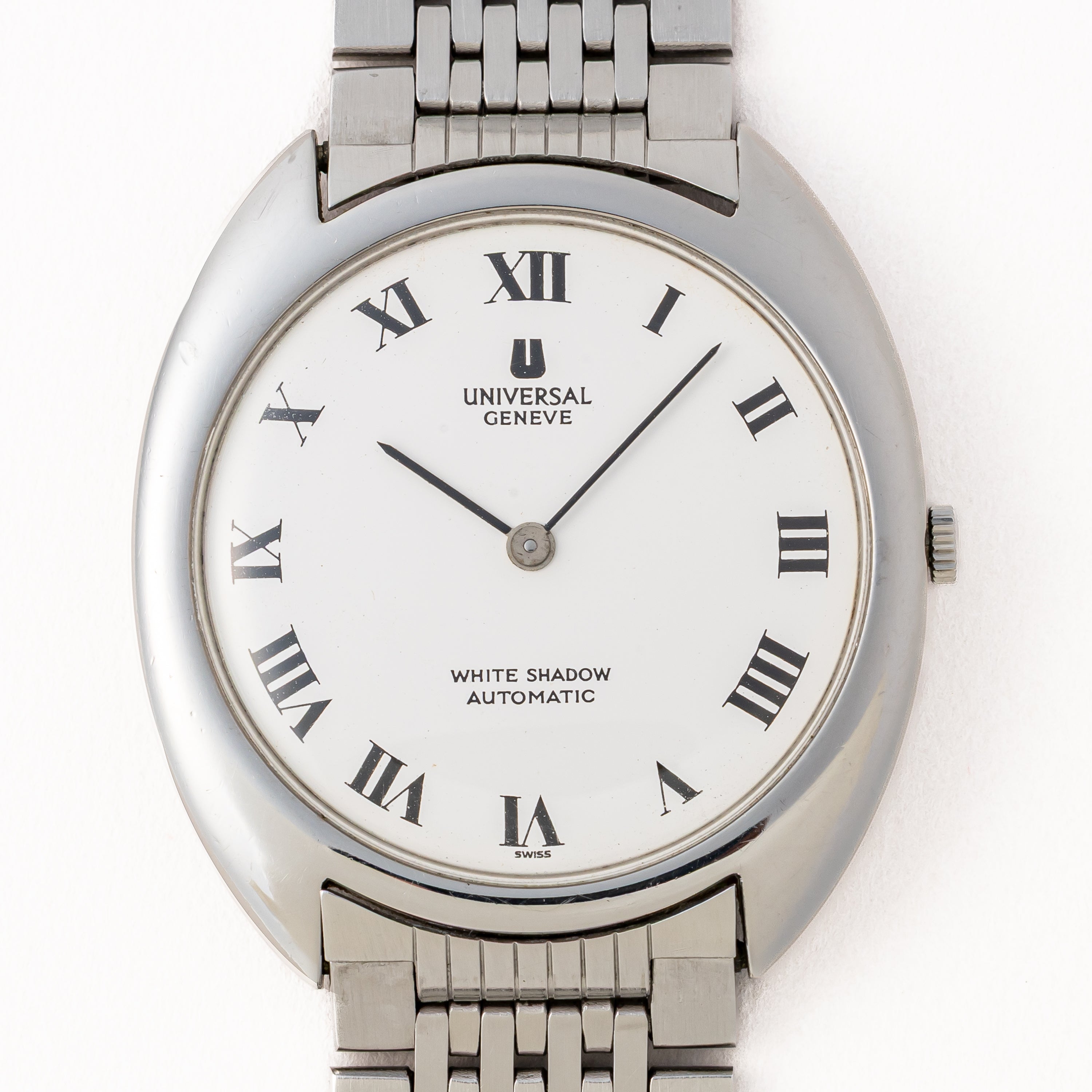 ユニバーサル ホワイトシャドウ ウルトラスリム マイクローター自動巻 1970年代製 純正ブレス