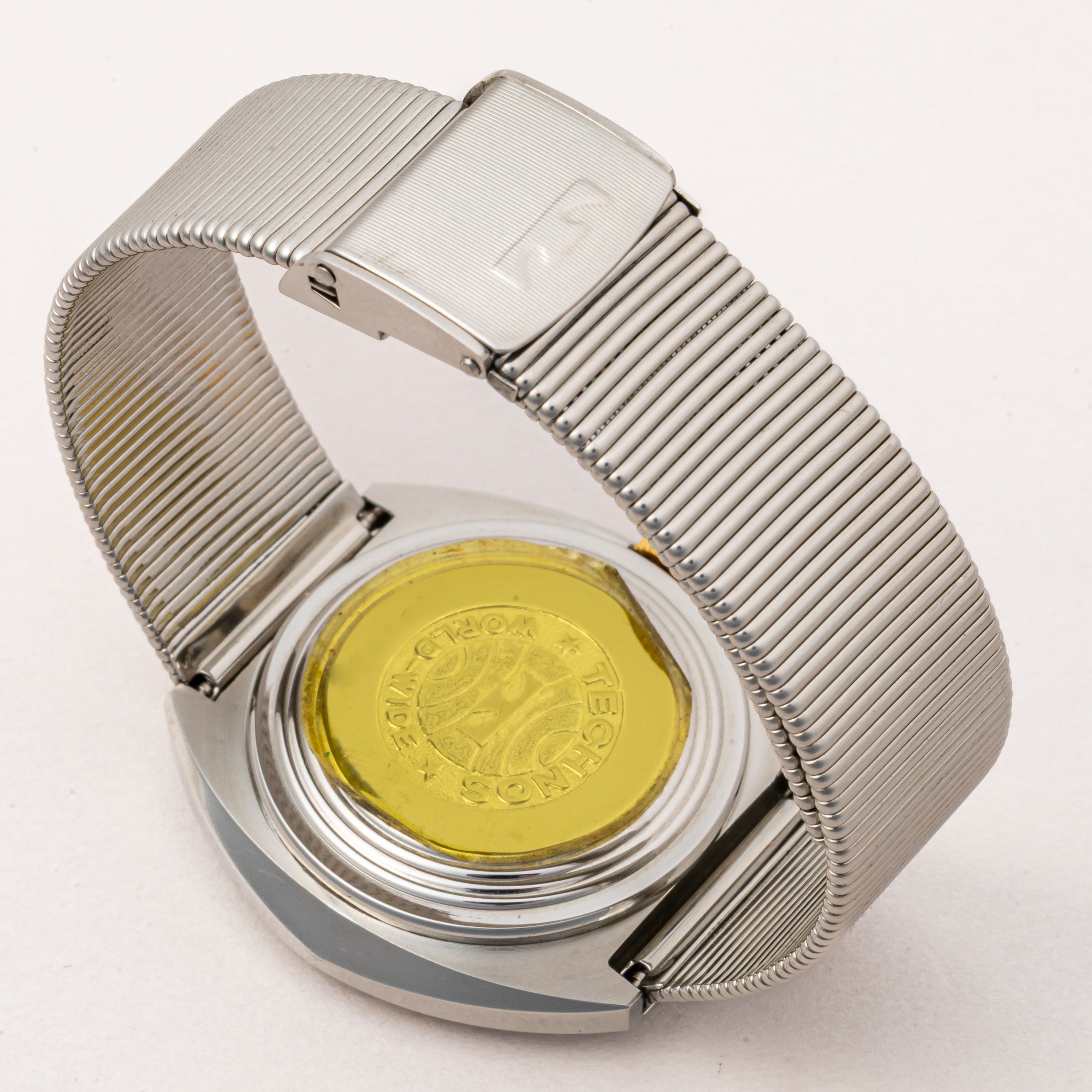 テクノス エルドラド タイガーアイ(虎目石)ダイヤル 1970年代製 自動巻き スタンド付き