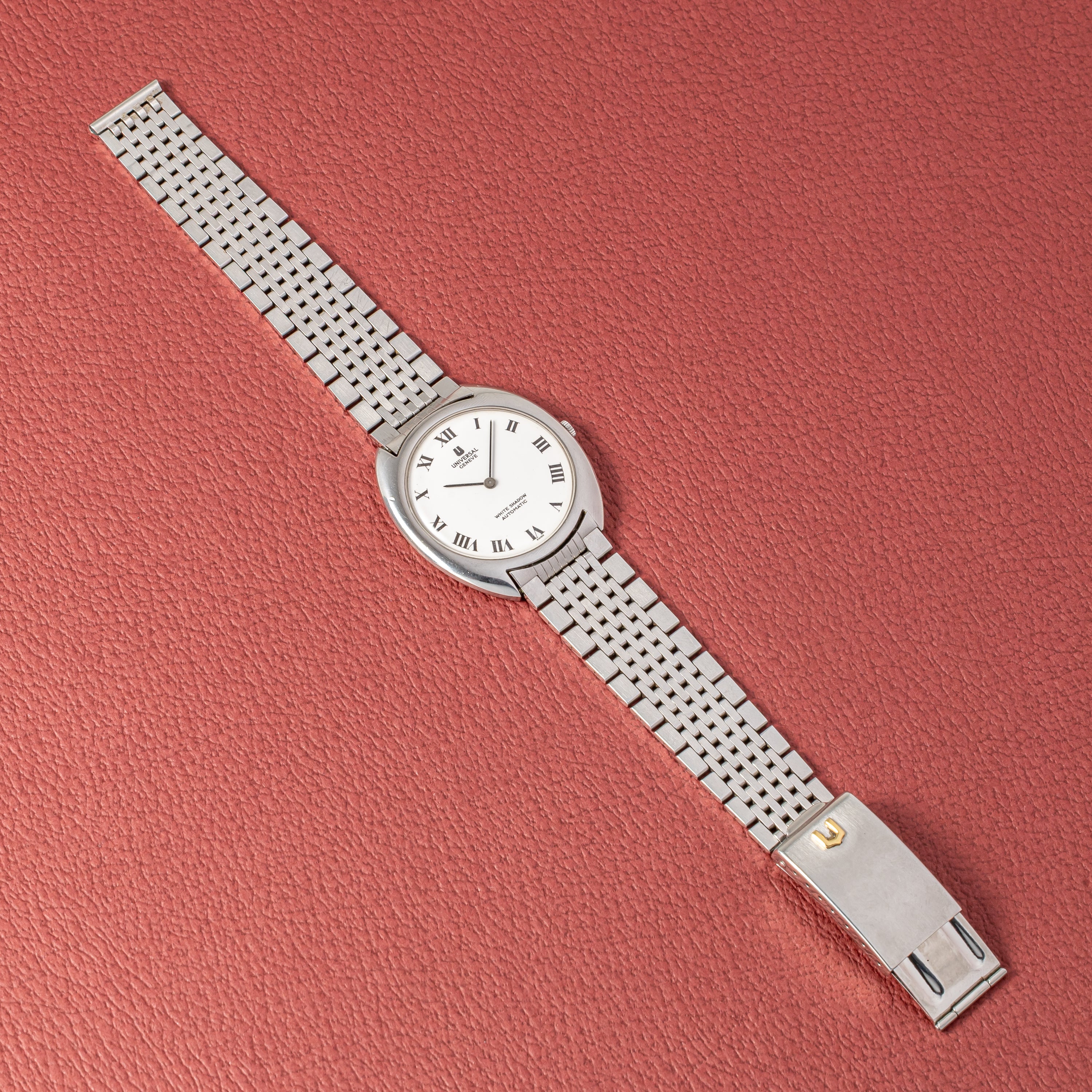 ユニバーサル ホワイトシャドウ ウルトラスリム マイクローター自動巻 1970年代製 純正ブレス