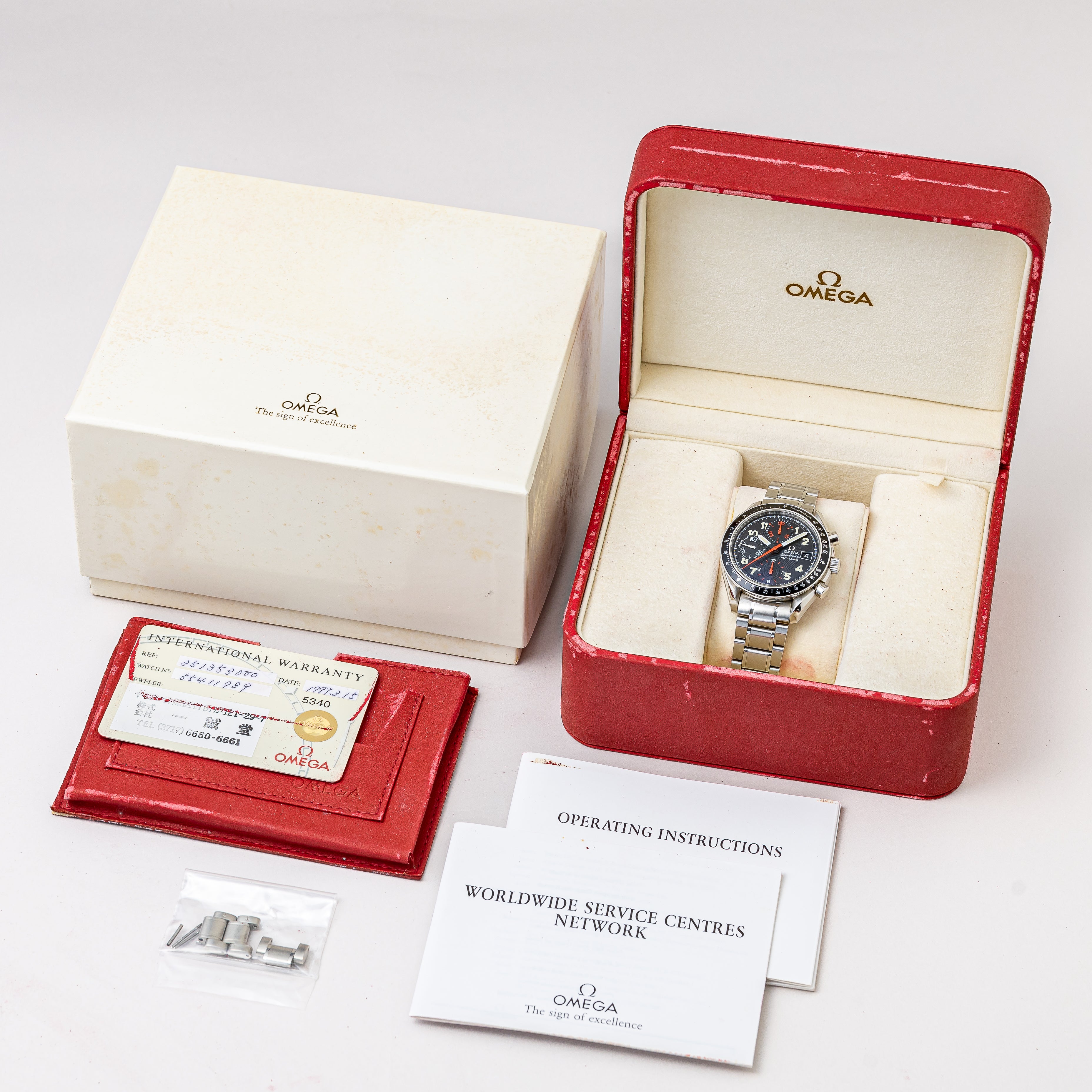 オメガ スピードマスター マーク40 1997年製 Ref.3513.53.000 箱、ギャラ、冊子付き