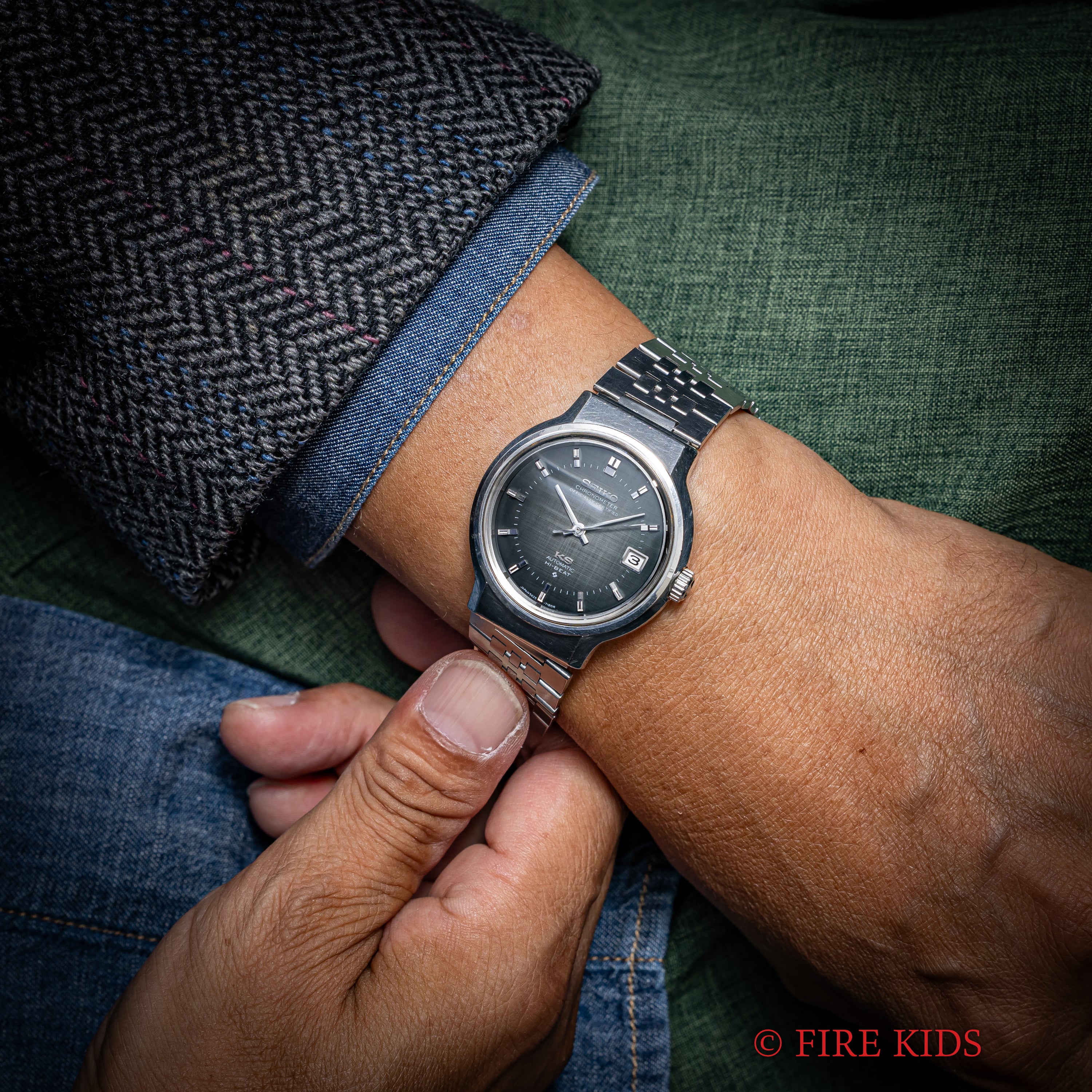 キングセイコー 1972年製 ハイビート自動巻 Ref.5625-7170 56KS グレーグラデーションダイヤル 社外ブレス