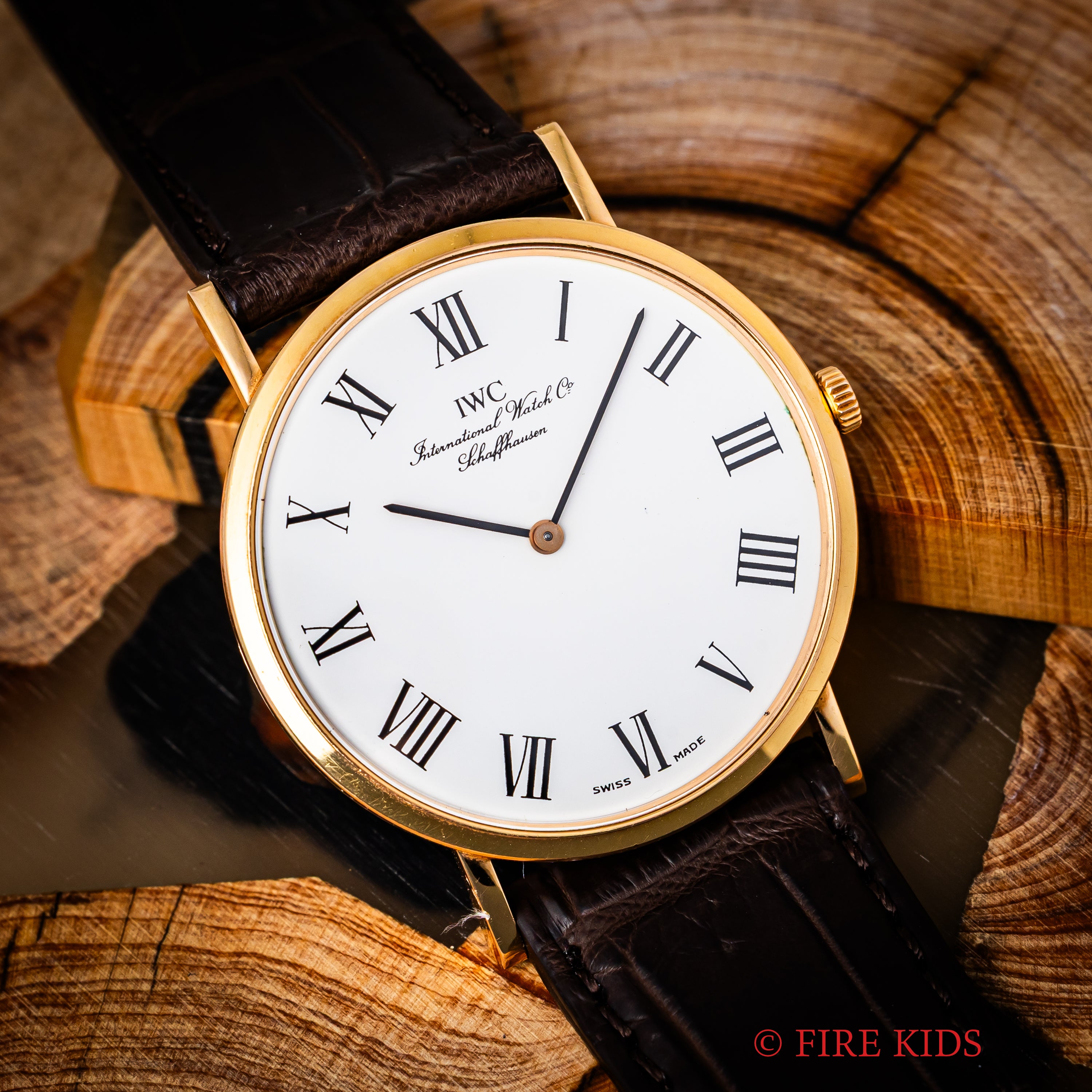 IWC 18金無垢ラウンドケース Ref.2010 1994年製 手巻き Cal.1852ホワイトローマンダイヤル ギャラ付き