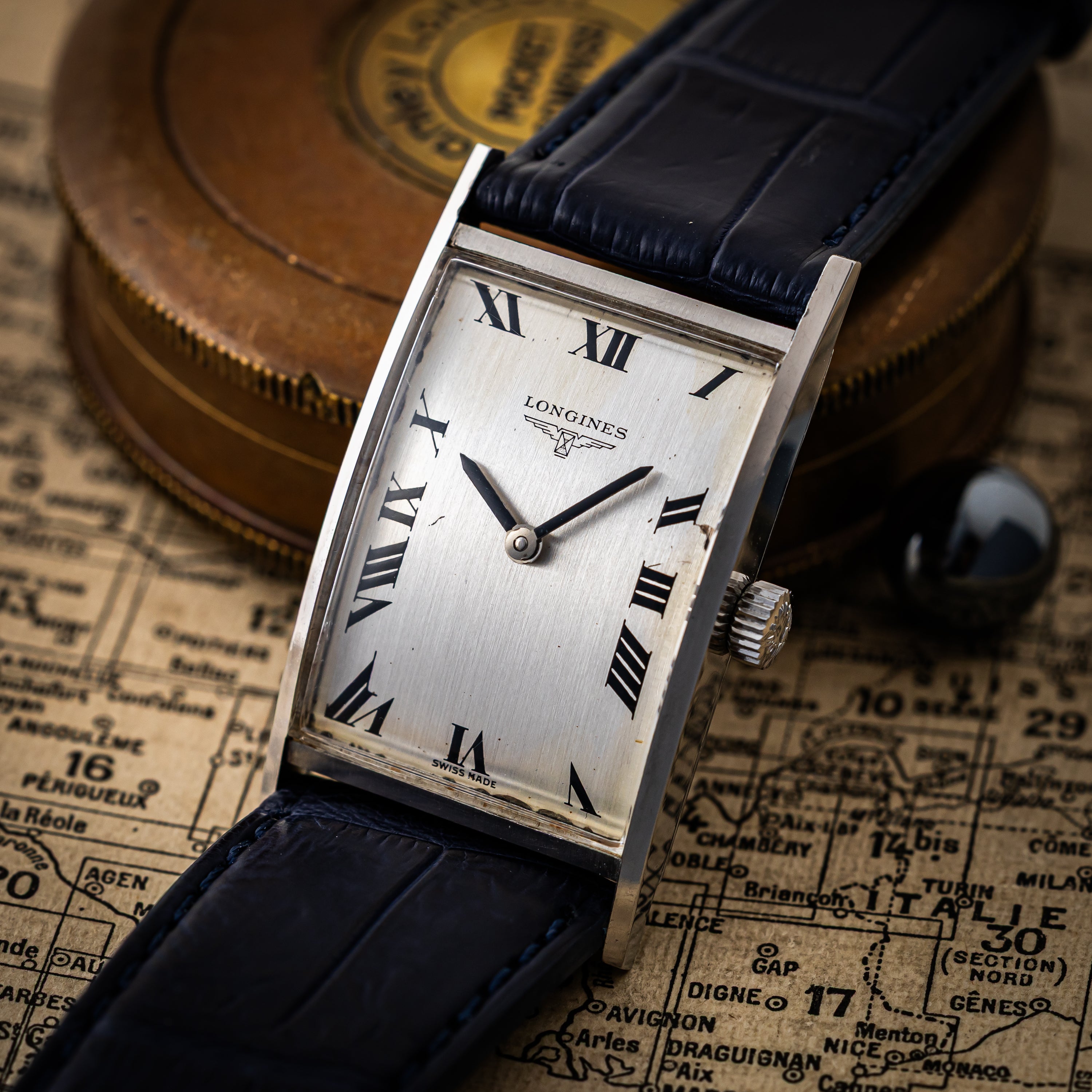 ロンジン レクタンギュラー 1967年製 ローマンダイヤル 手巻 Cal. 370 純正尾錠付き