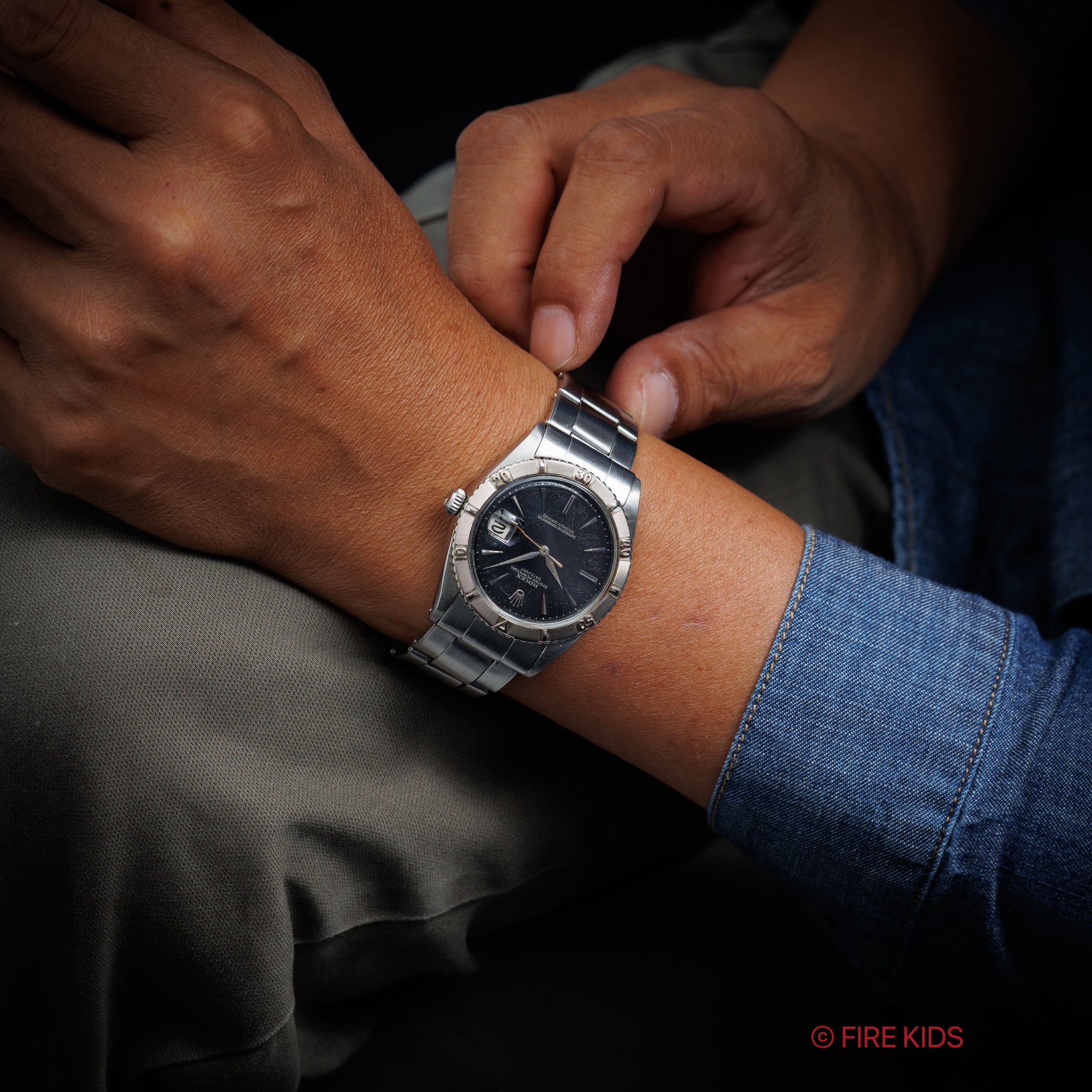 ロレックス サンダーバード 自動巻き 1961年製 ブラックギルトダイヤル Ref.1625 夜光無し パイロットウォッチ