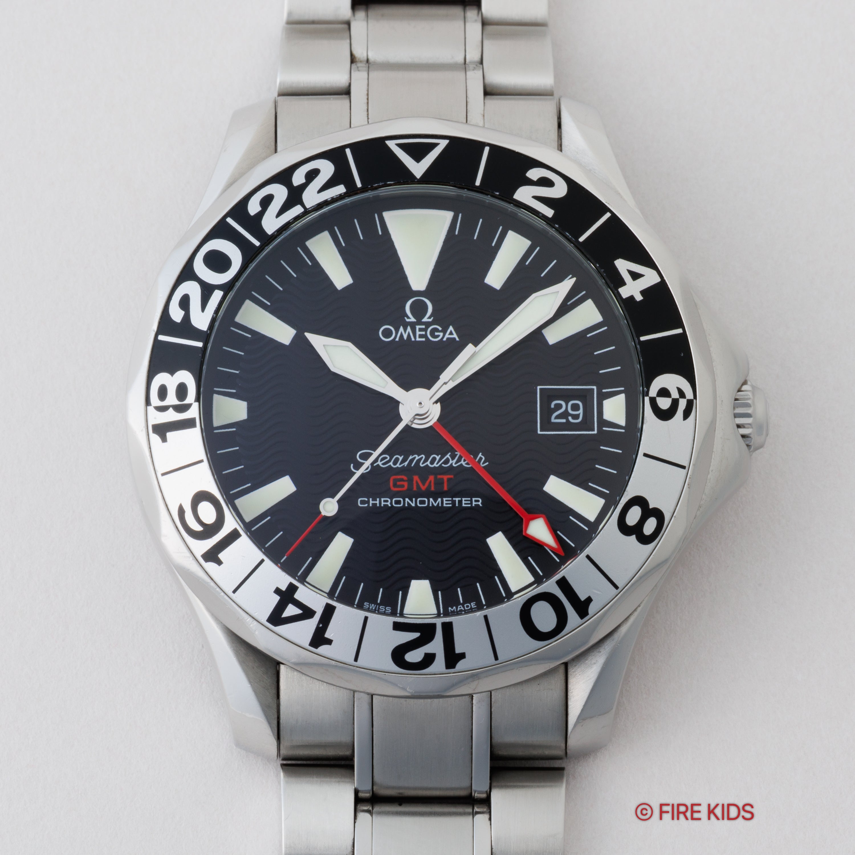 オメガ シーマスターGMT 1998年製 シーマスター誕生50周年記念モデル 箱、ギャラ付き