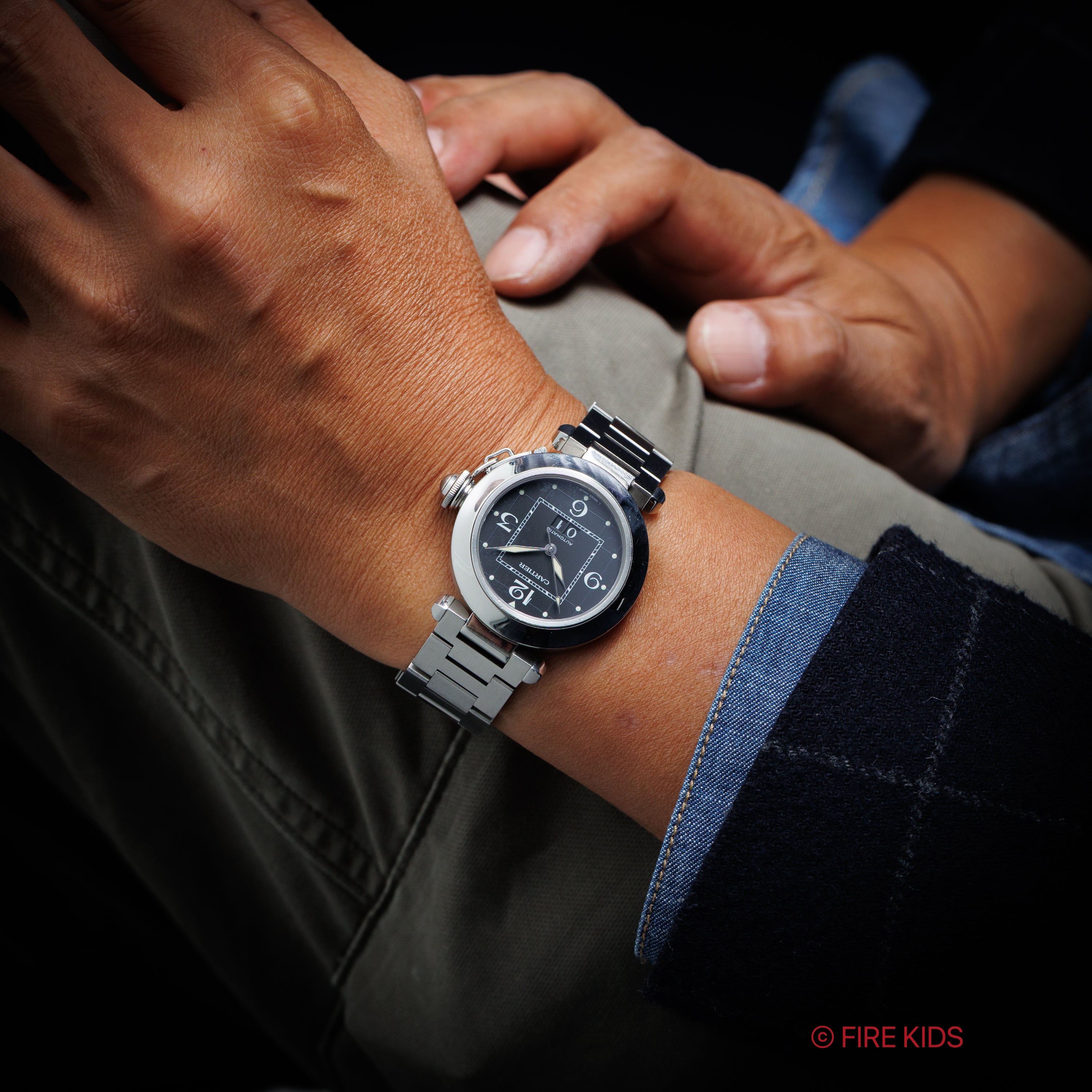 カルティエ パシャC 自動巻き 2000年代製 Ref.2475 ビックデイト ブラックダイヤル 2004年ギャラ付き