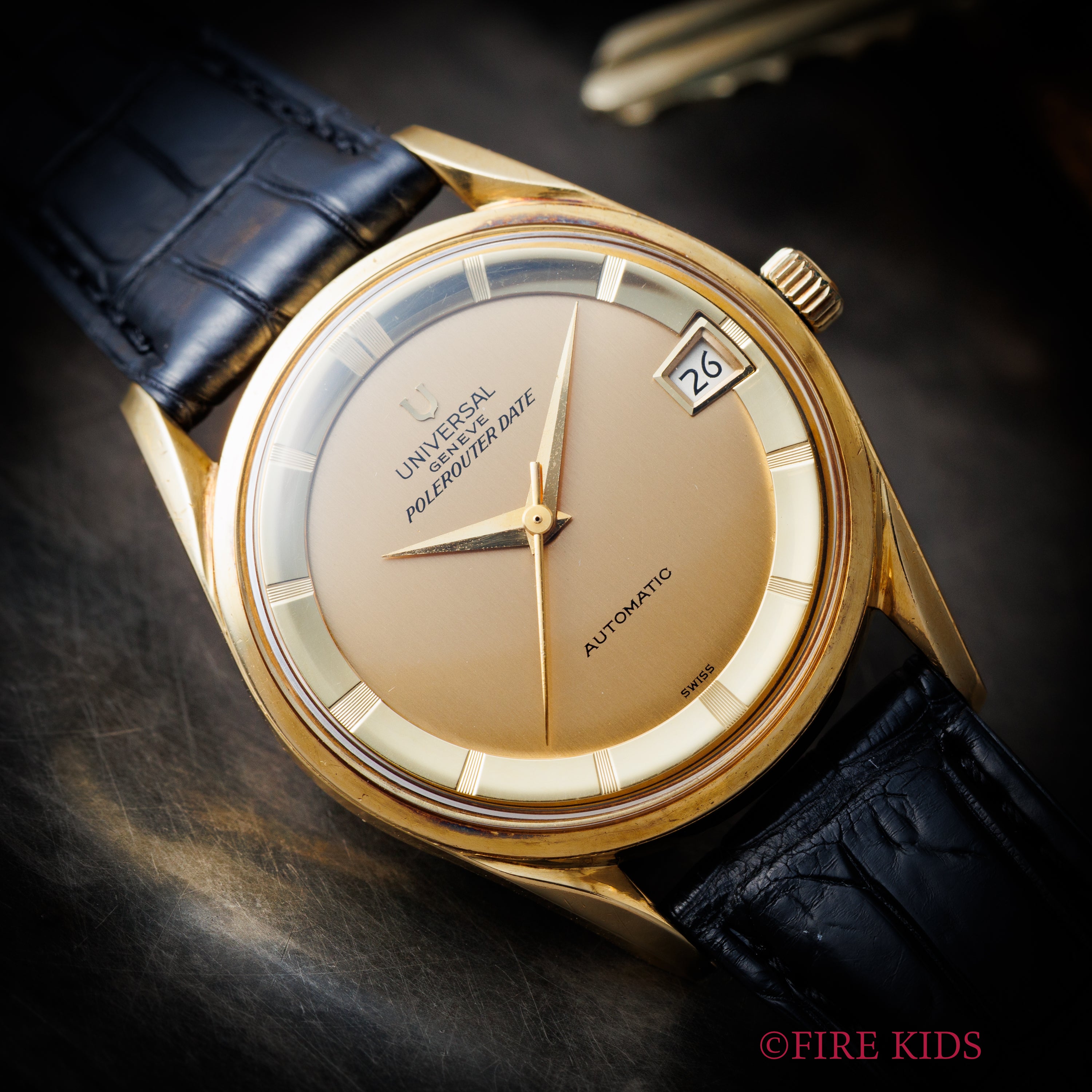 ユニバーサル・ジュネーブ 18金無垢ポールルーター 1960年代製 マイクロローター自動巻 Cal.69 純正GP尾錠