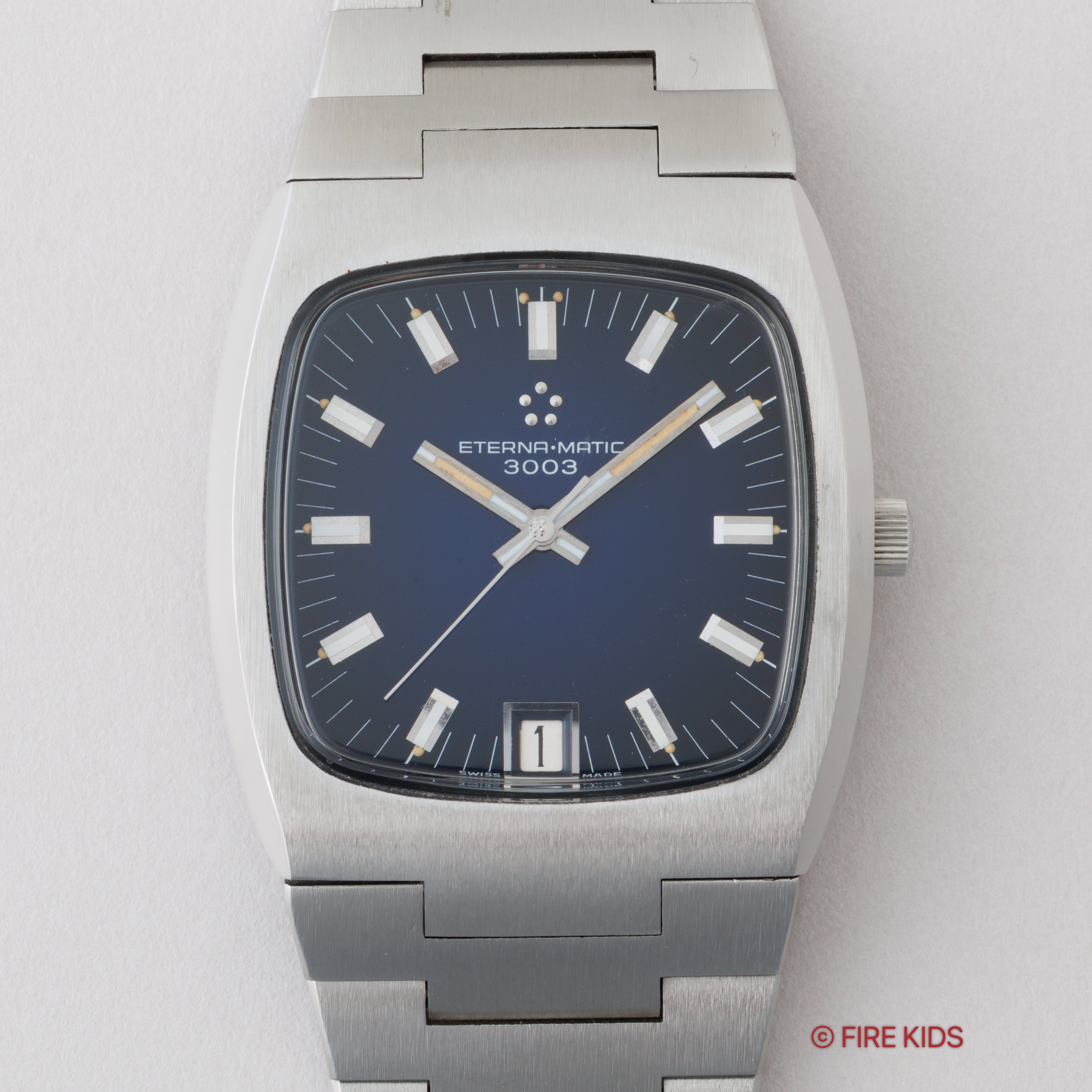 エテルナ マチック3003 1970年代製 TVスクリーンブルーダイヤル 薄型自動巻 純正ブレス