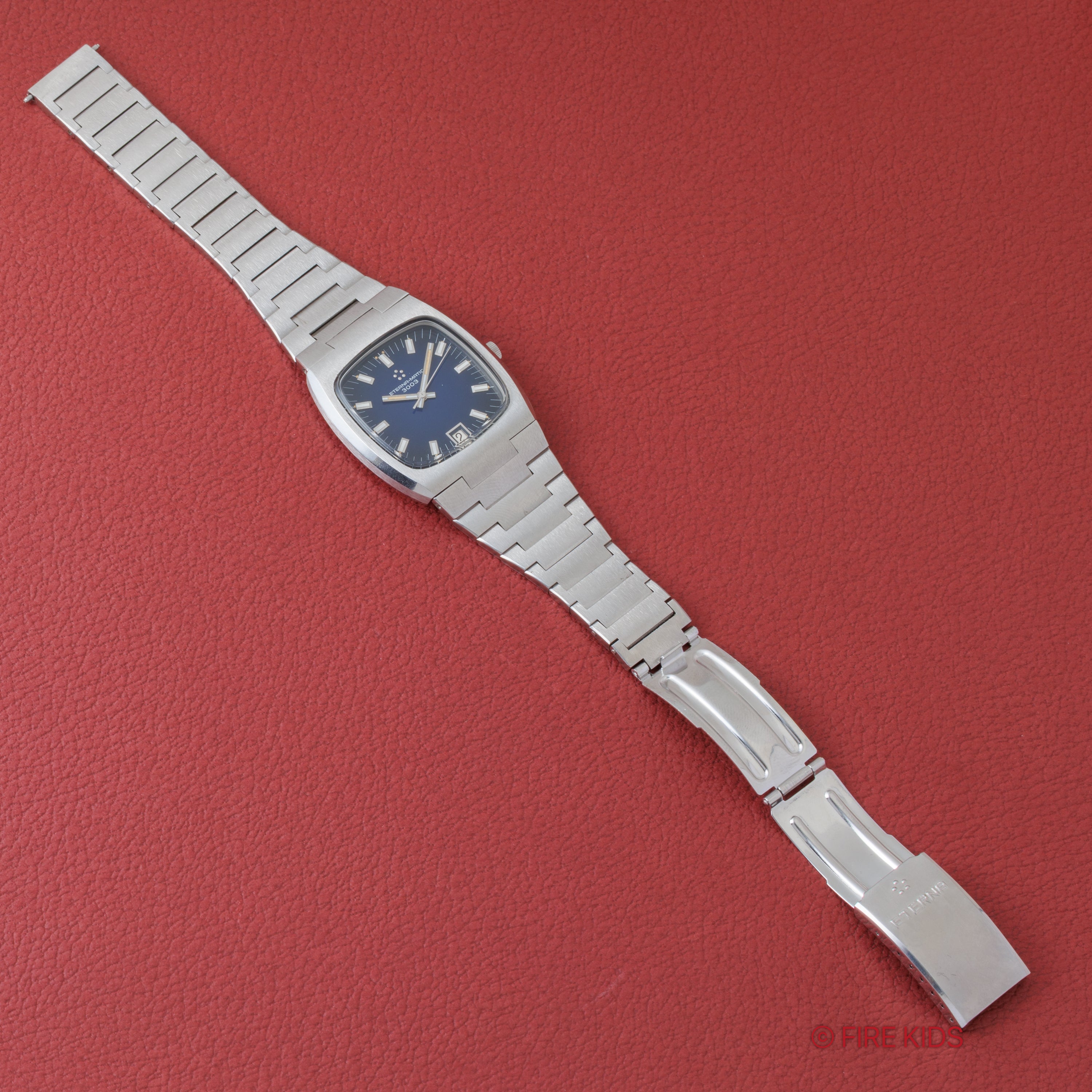 エテルナ マチック3003 1970年代製 TVスクリーンブルーダイヤル 薄型自動巻 純正ブレス