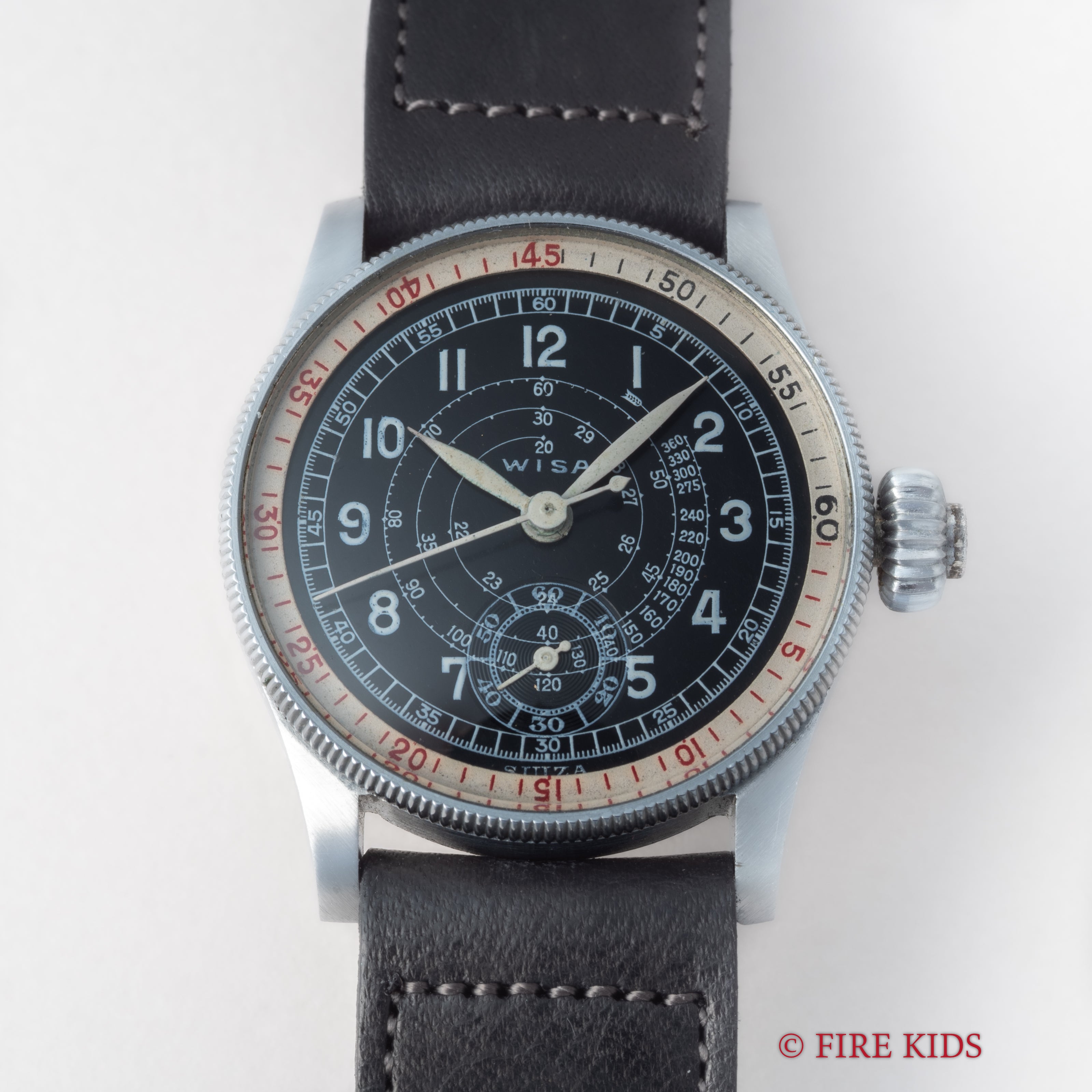 WISA ワンプッシュクロノグラフ スネイルタキメーター 1940年代製 ヴィーナス103 回転ベゼル ベビークロノ