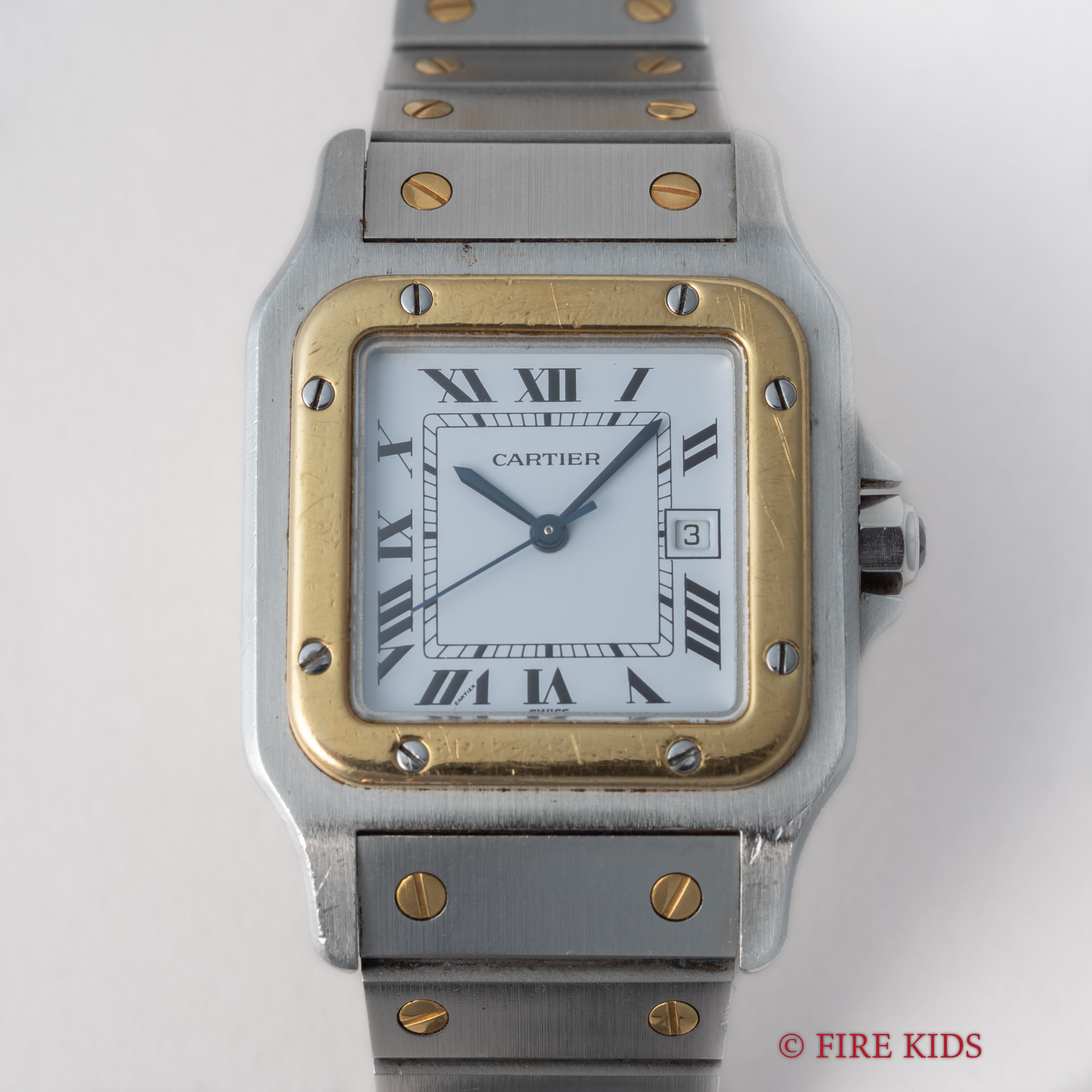 カルティエ サントス LMサイズ コンビ 自動巻き 1980年代製 ホワイトローマンダイヤル